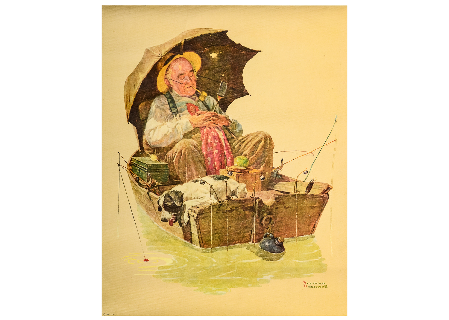 Norman Rockwell "Gone Fishing" Offset Lithograph