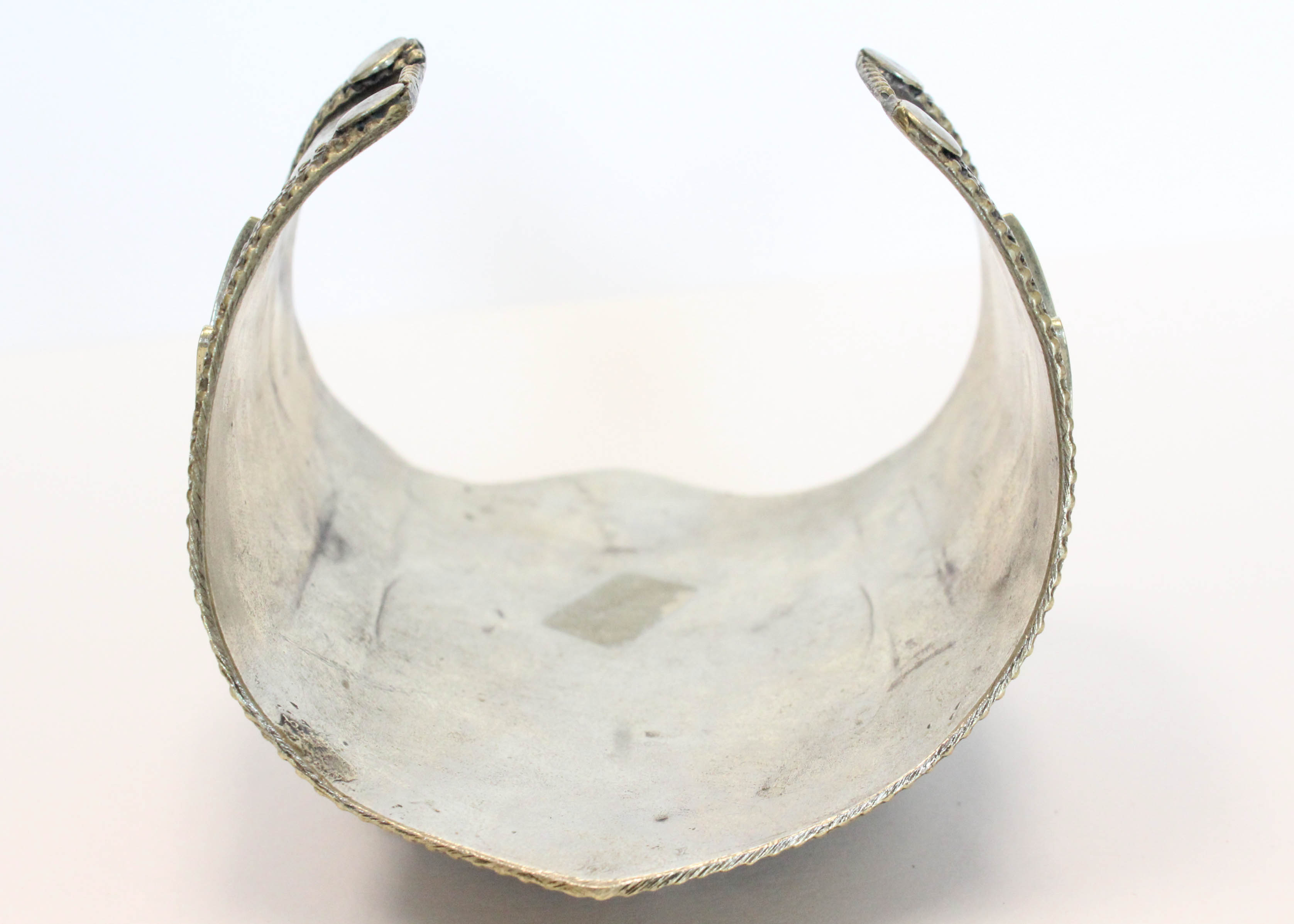 Silver Tone Cuff Bracelet with Lapis Lazuli