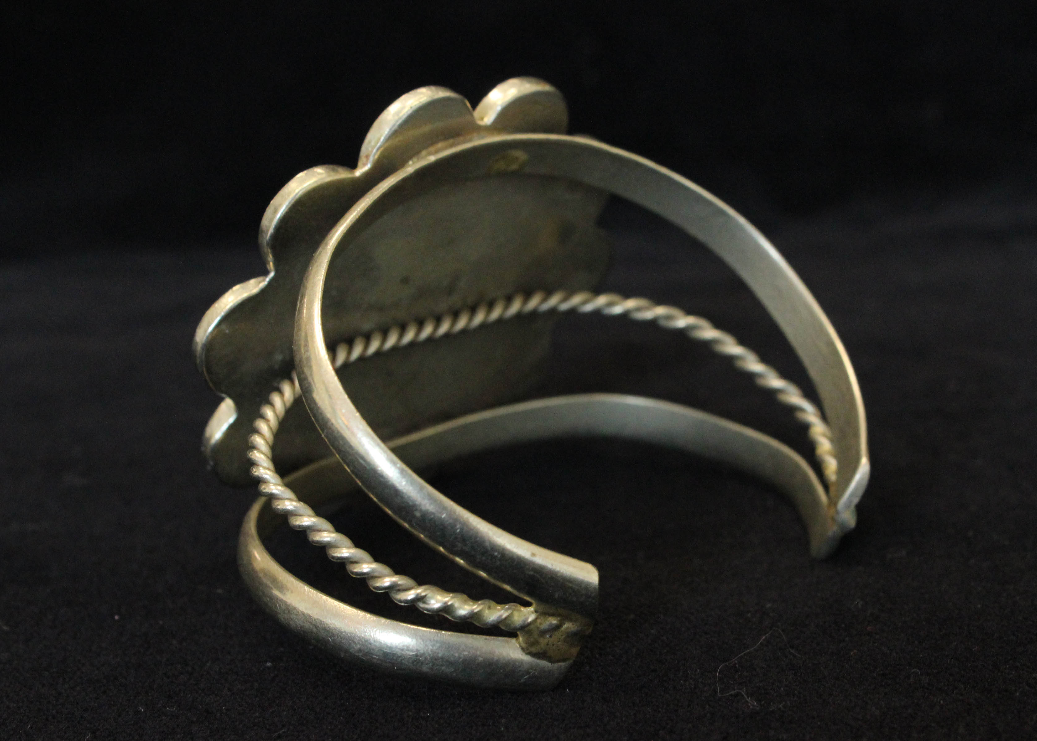 Southwestern Style Silver Tone Cuff Bracelet with Abalone