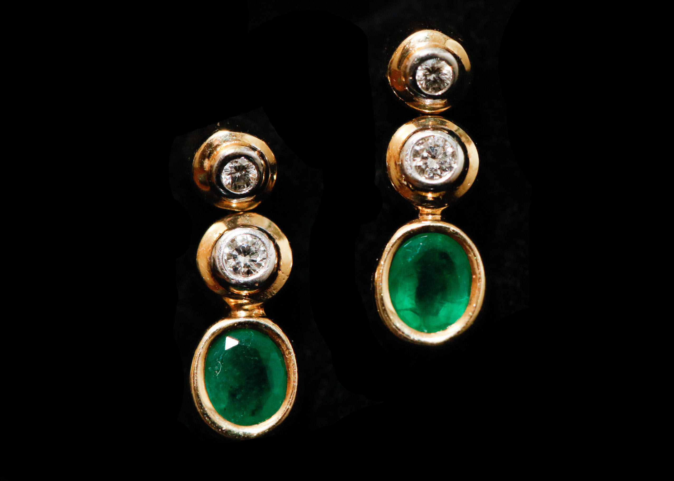14K White Gold Opal and Diamond Dangle Earrings