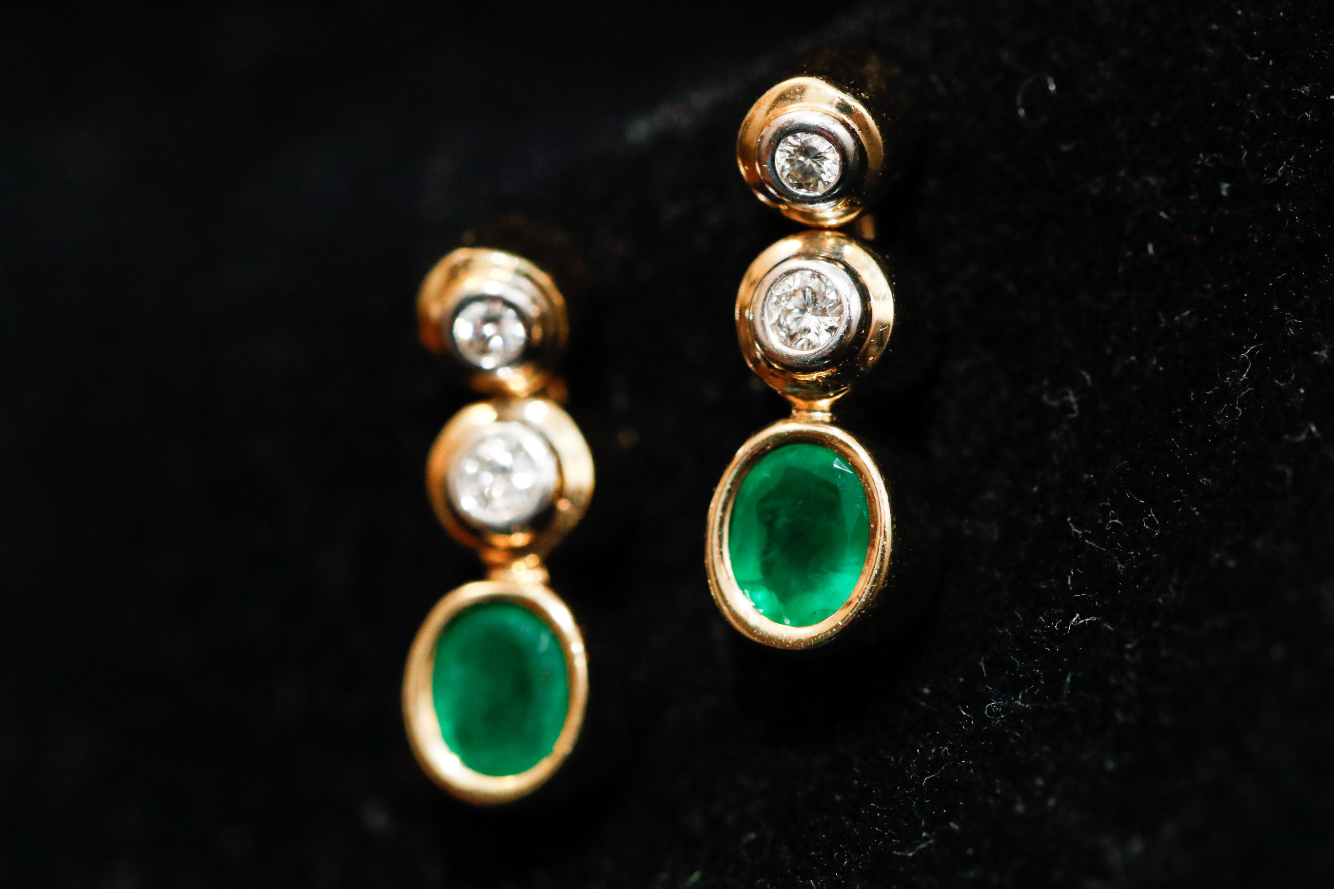 14K White Gold Opal and Diamond Dangle Earrings