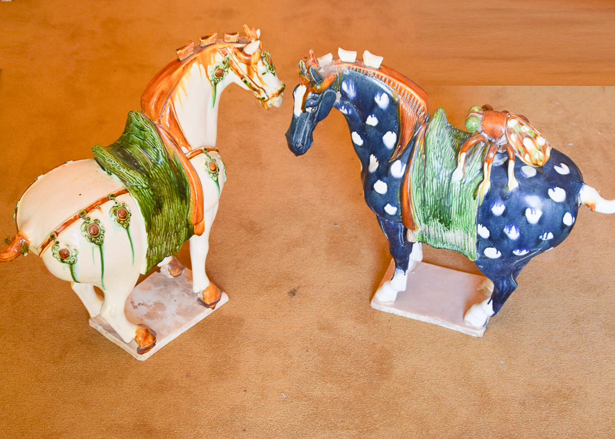 Pair of Tang Style Ceramic Horse Sculptures