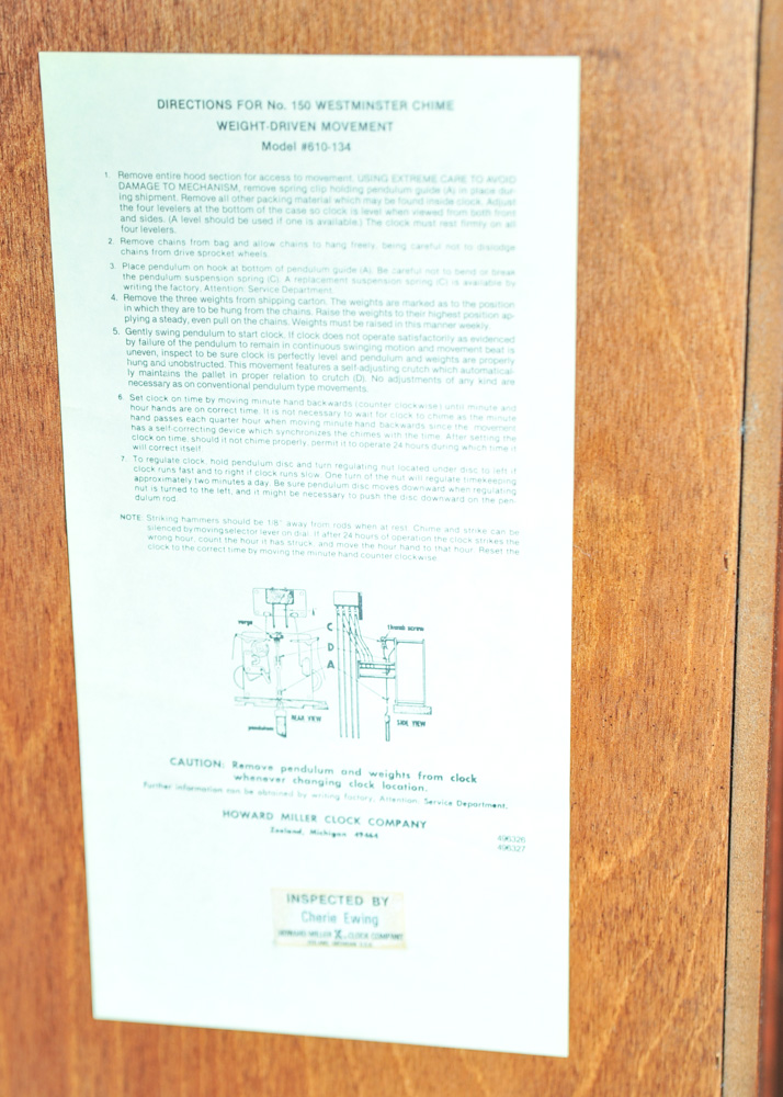 Howard Miller Westminster Chime Grandfather Clock