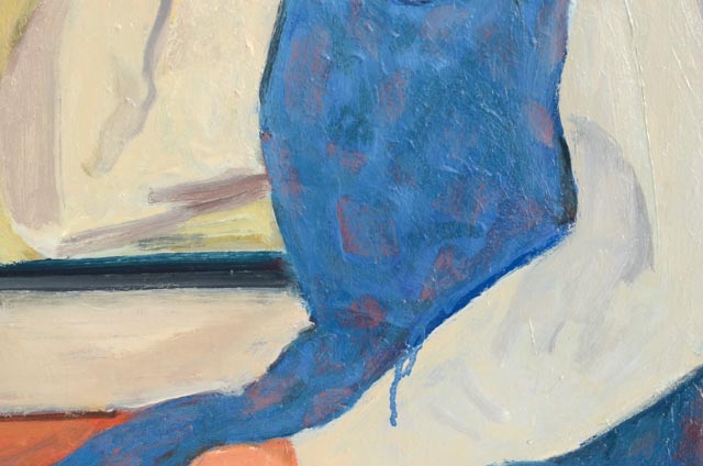 Roland Huston Oil Portrait of Woman in Blue Jumper