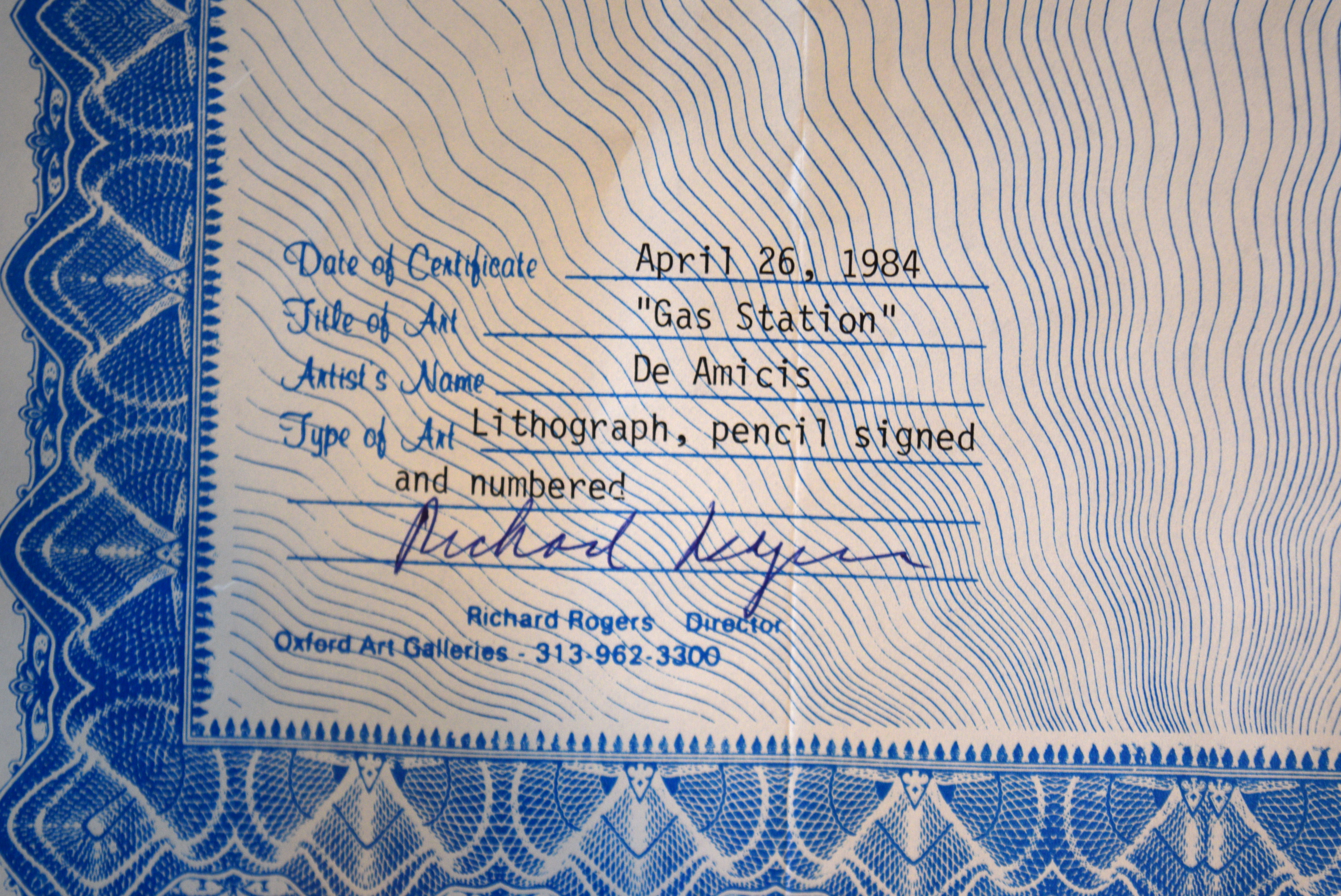 John DeAmicis 'Gas Station' Signed Lithograph