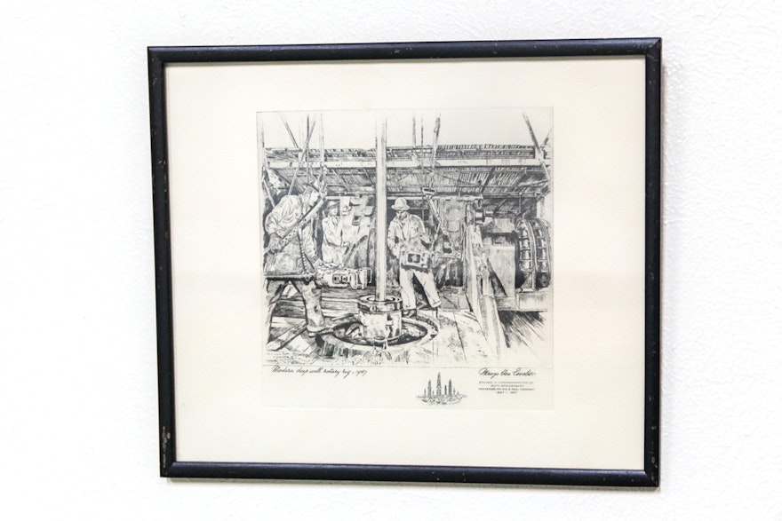 Framed Etching by Menzo Van Esveldt 1947