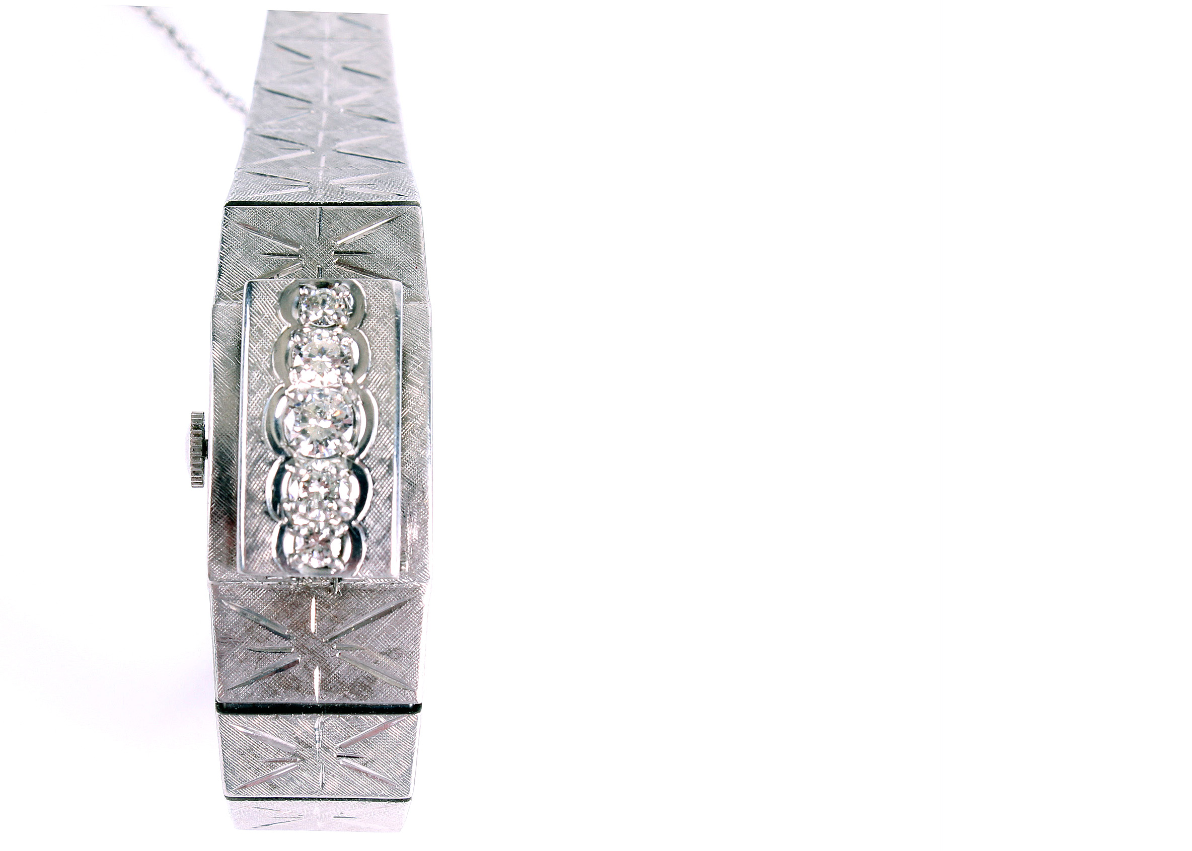 Vintage 14K White Gold and Diamond Litwin Bracelet Watch