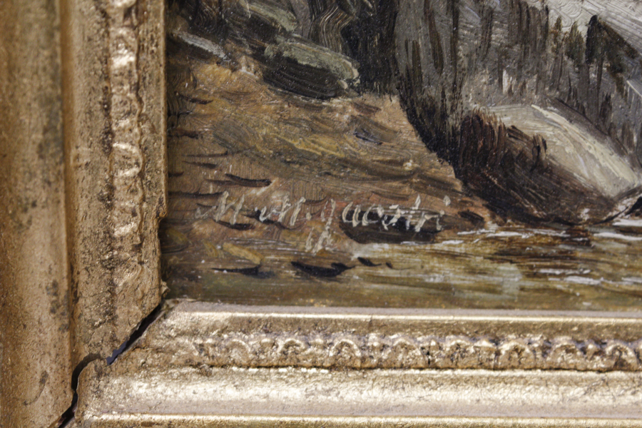 M.M. Jacobi Oil Painting of  A Welsh Fishing Scene