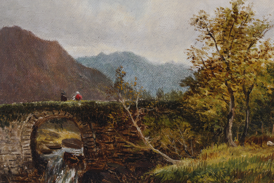 M.M. Jacobi Oil Painting of  A Welsh Fishing Scene