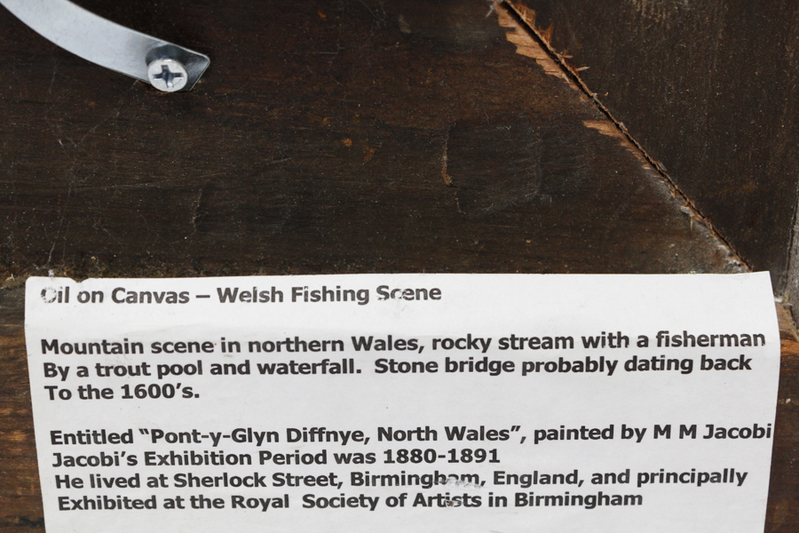 M.M. Jacobi Oil Painting of  A Welsh Fishing Scene