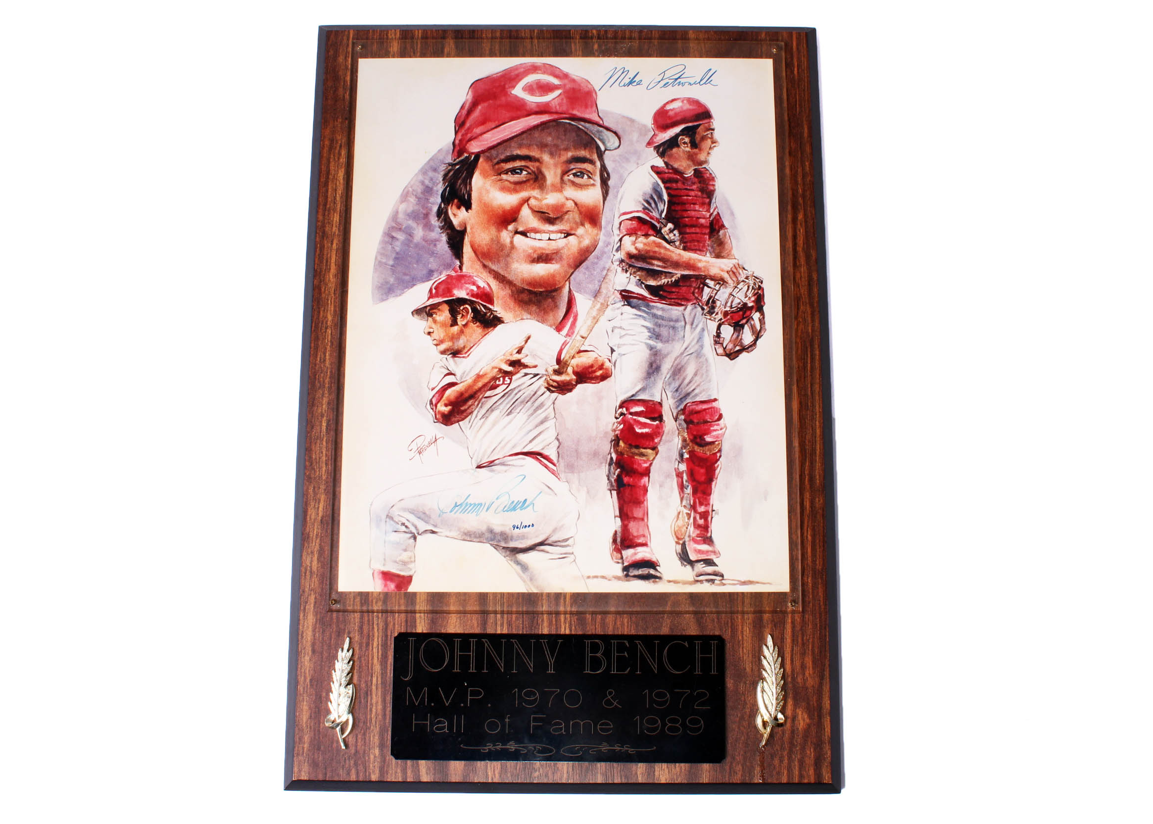 1989 Johnny Bench Hall of Fame Plaque Signed