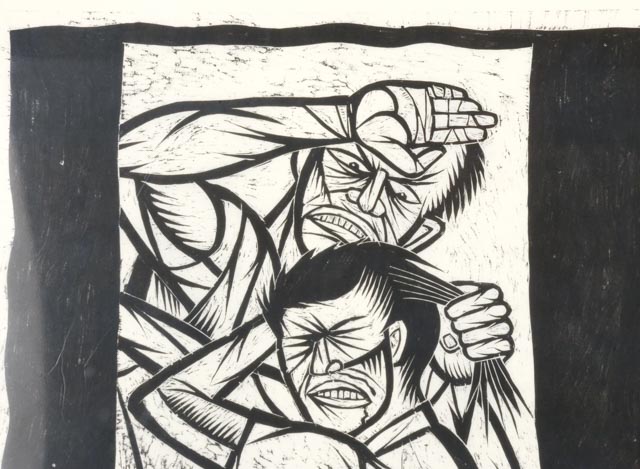 Thom Shaw Artist's Proof Woodblock "Hegemony Hidden Fury"