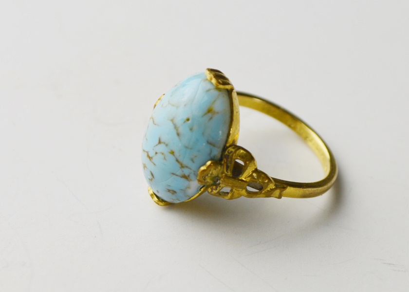 10K Gold Filled Blue Oval Stone Ring
