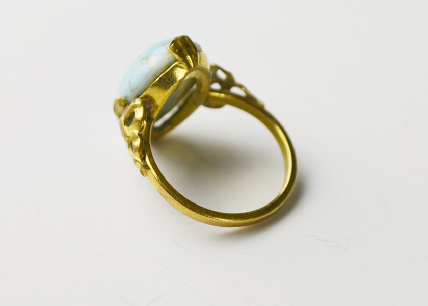 10K Gold Filled Blue Oval Stone Ring