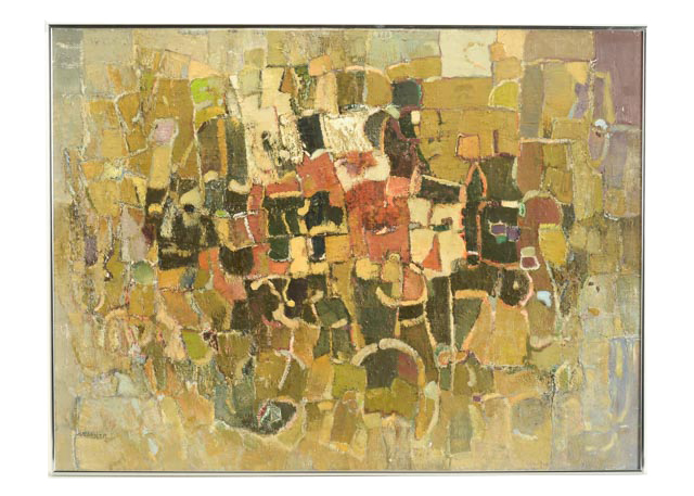 H. Warner Abstract Impasto Cubist Painting