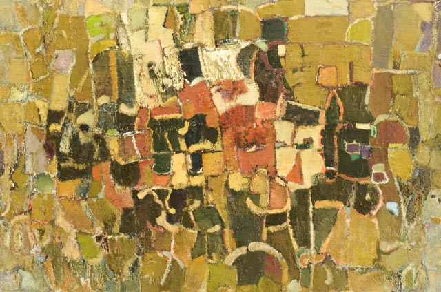 H. Warner Abstract Impasto Cubist Painting
