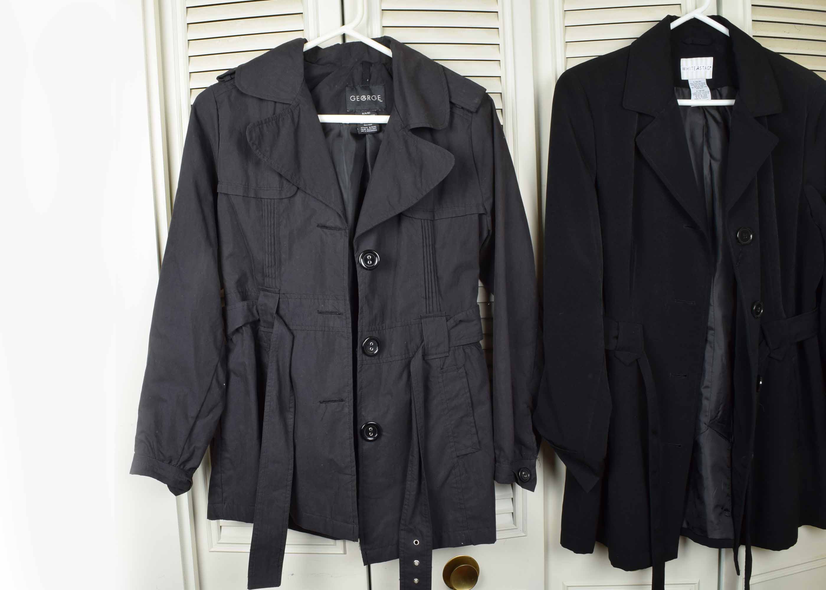 Women's Trendy Black and White Raincoats