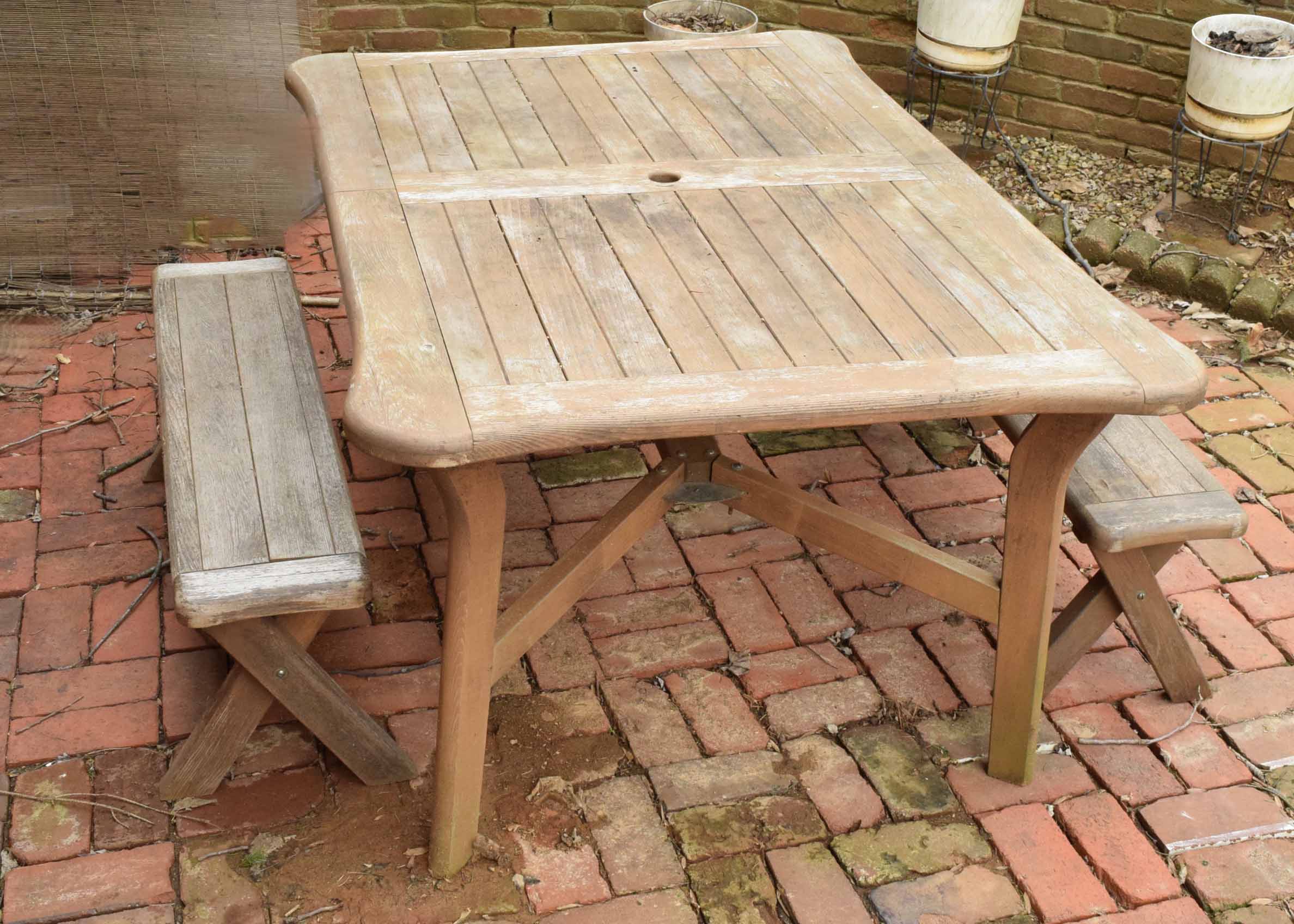 Outdoor Wooden Picnic Table and Benches