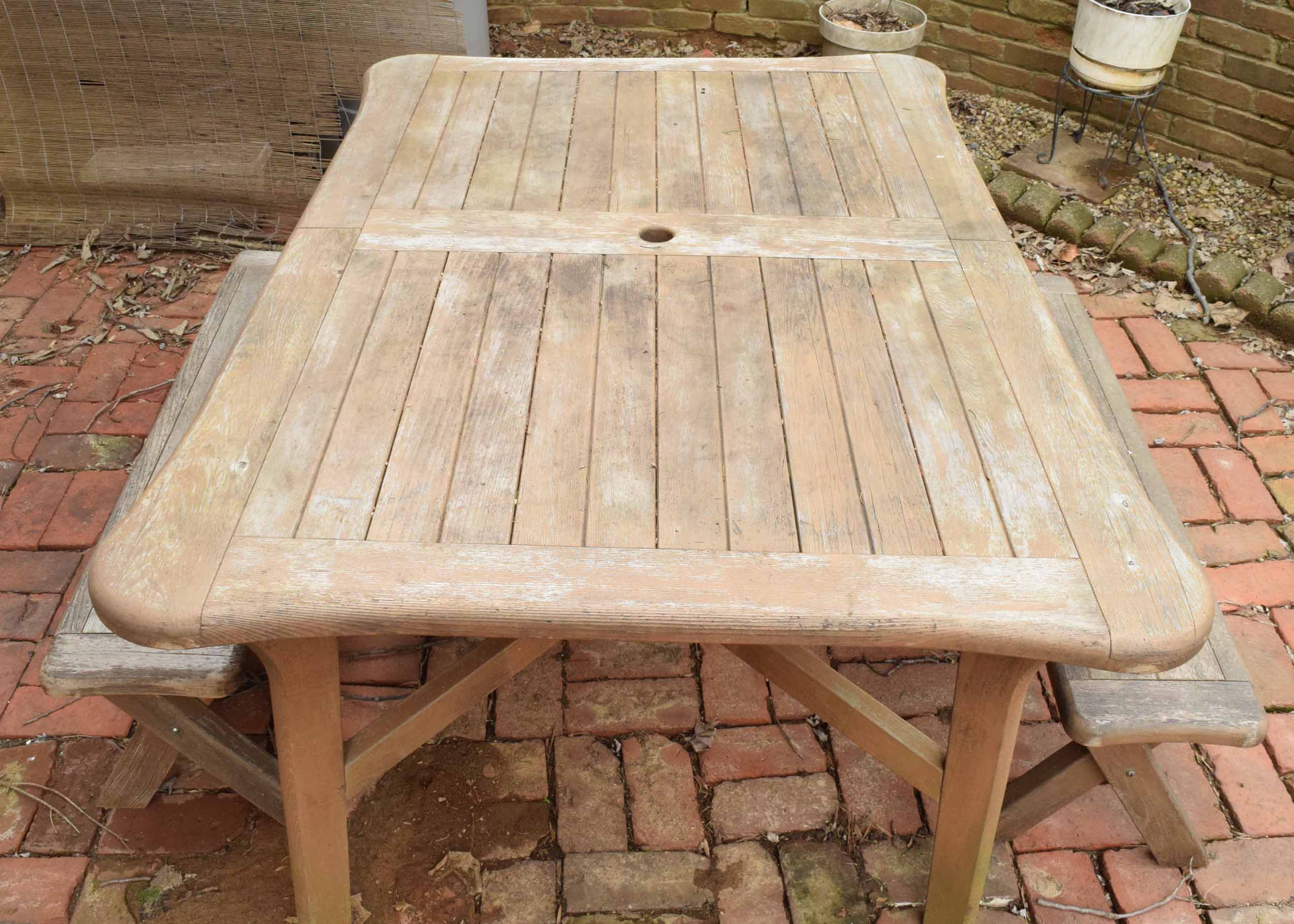 Outdoor Wooden Picnic Table and Benches