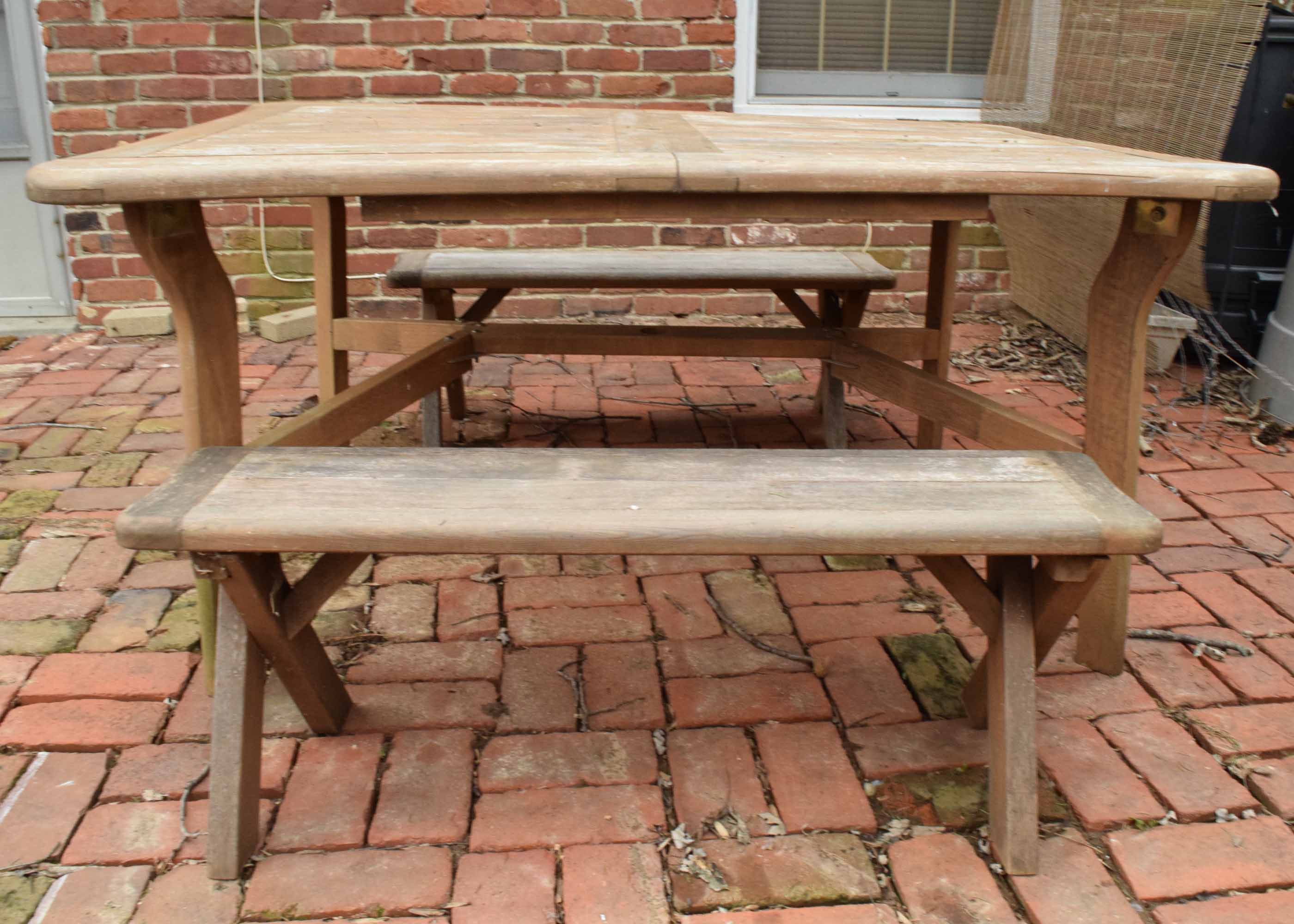 Outdoor Wooden Picnic Table and Benches