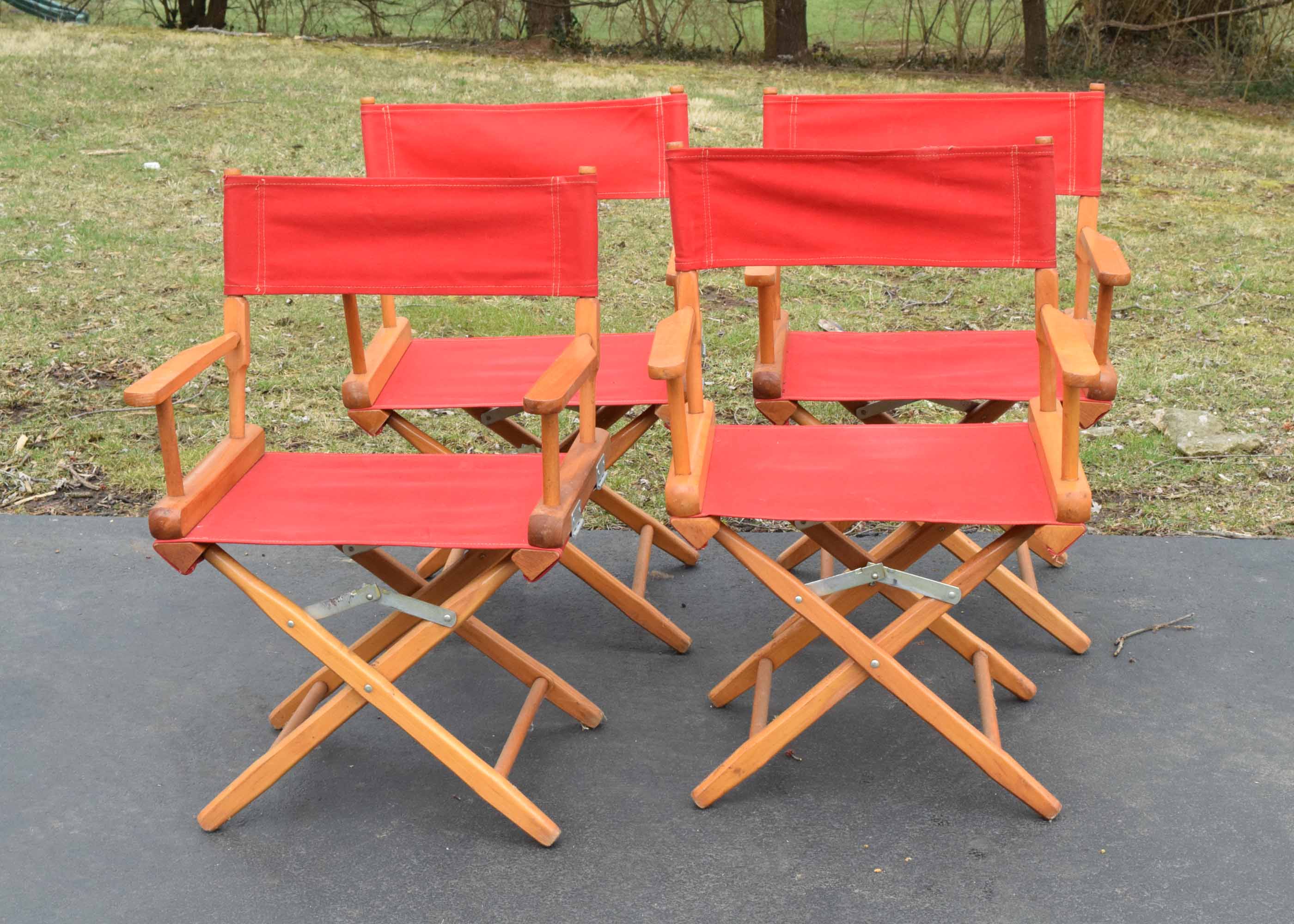 Set of Four Vintage Canvas Director's Chairs
