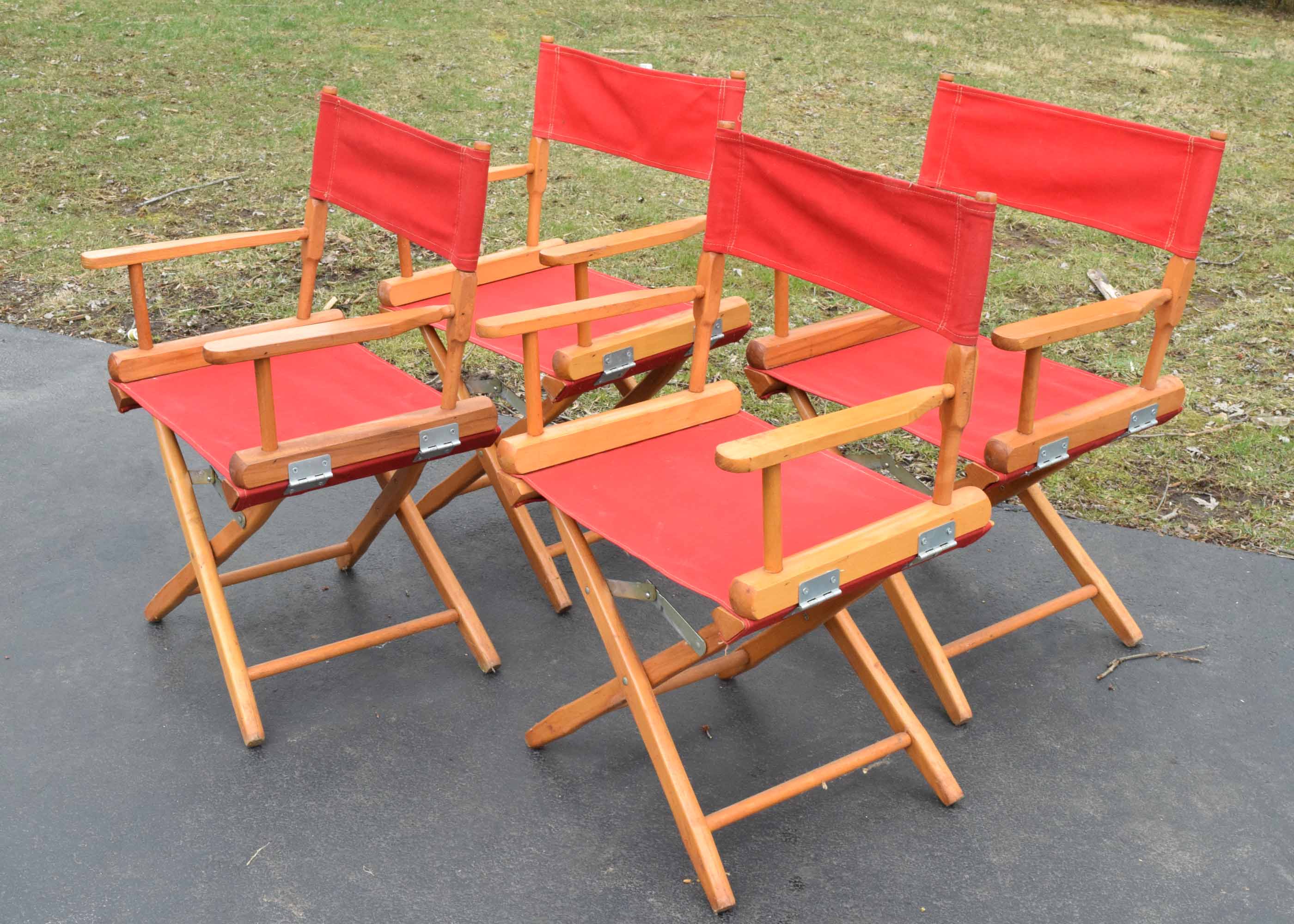 Set of Four Vintage Canvas Director's Chairs