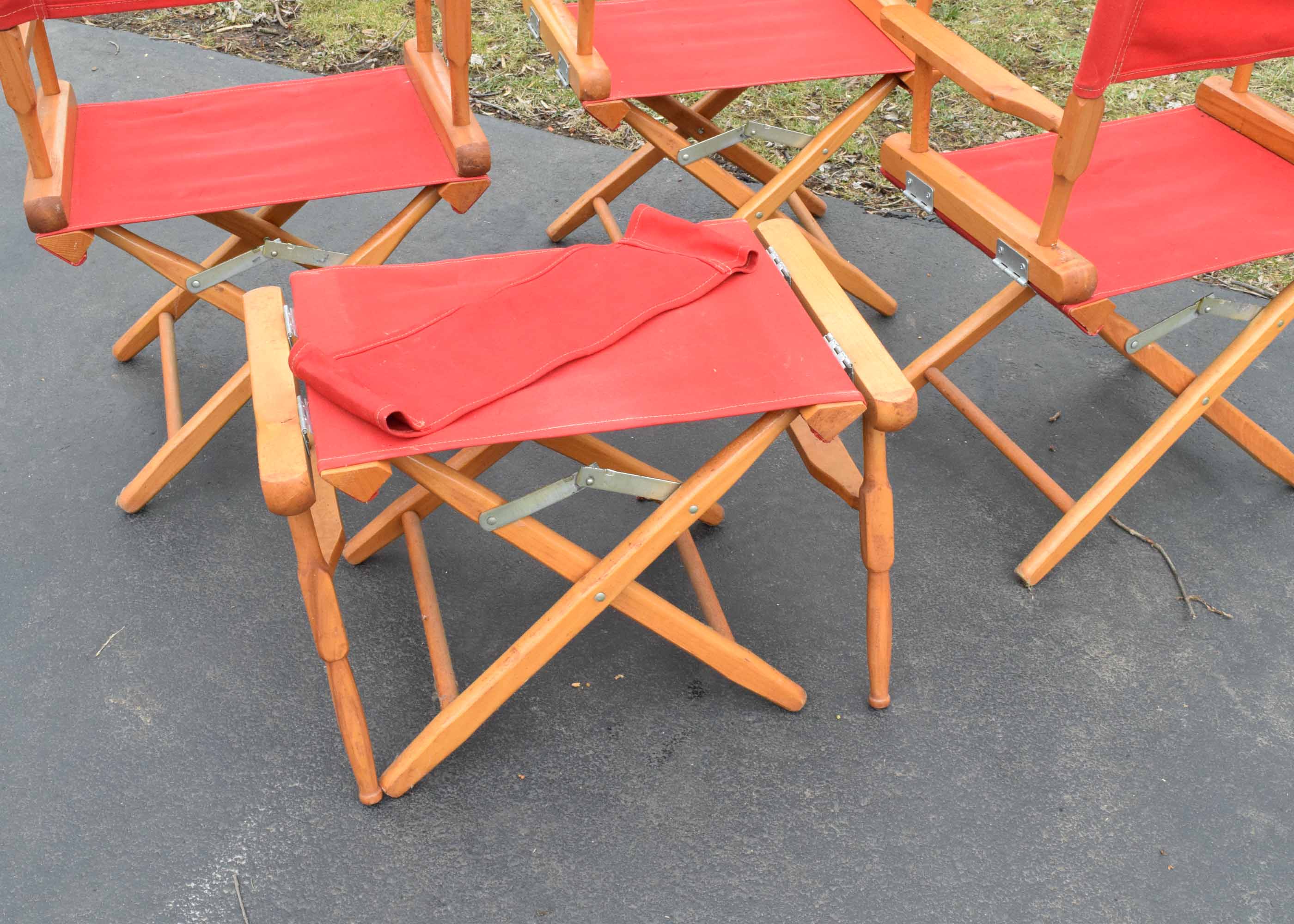 Set of Four Vintage Canvas Director's Chairs