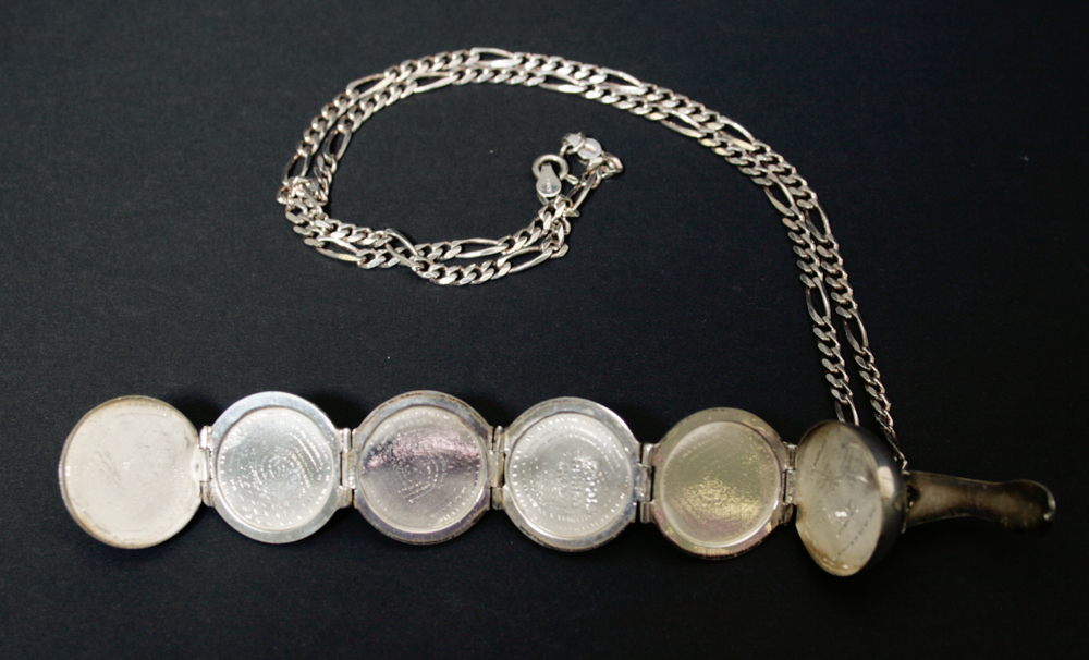 Mexican Sterling Six Photo Orb Locket and Chain