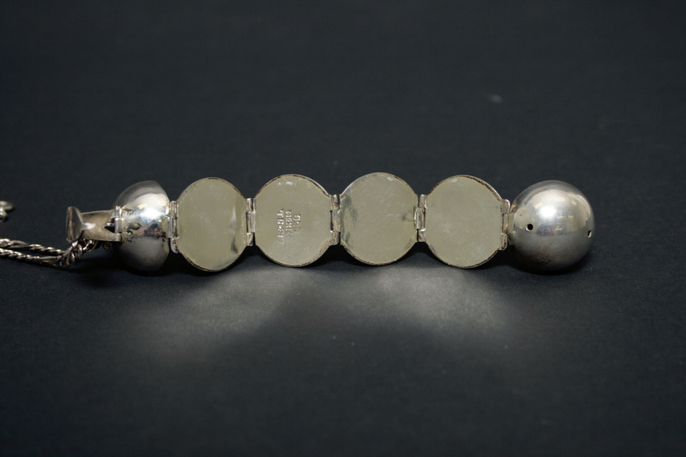 Mexican Sterling Six Photo Orb Locket and Chain