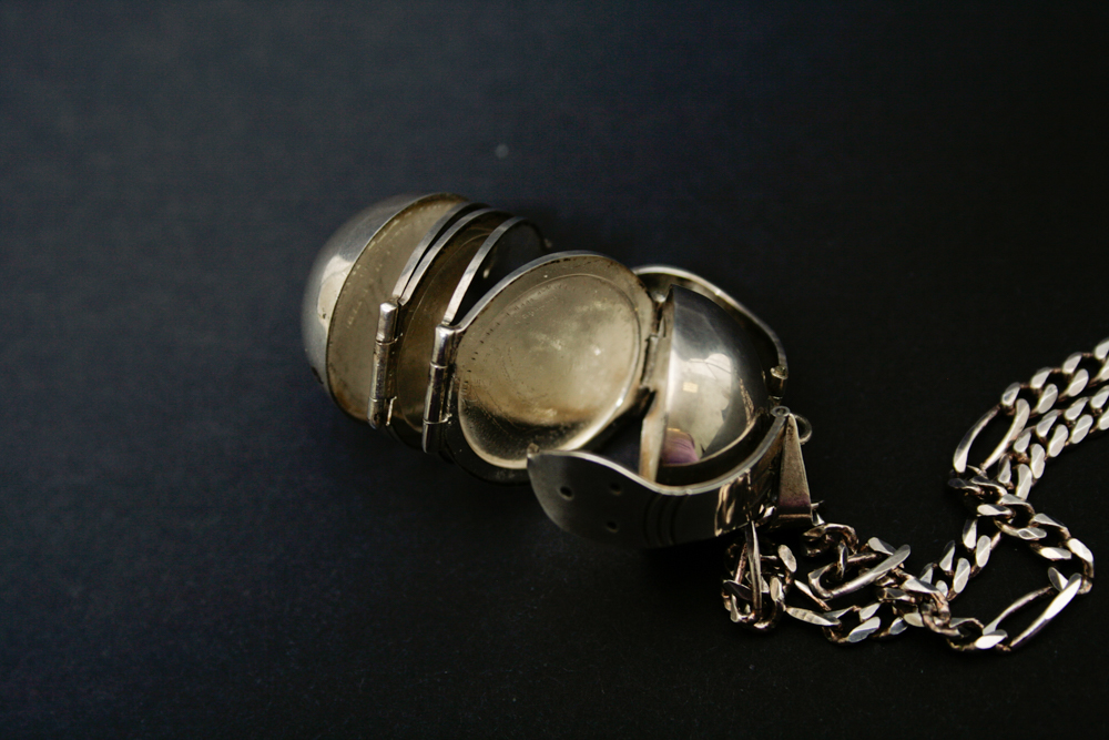 Mexican Sterling Six Photo Orb Locket and Chain