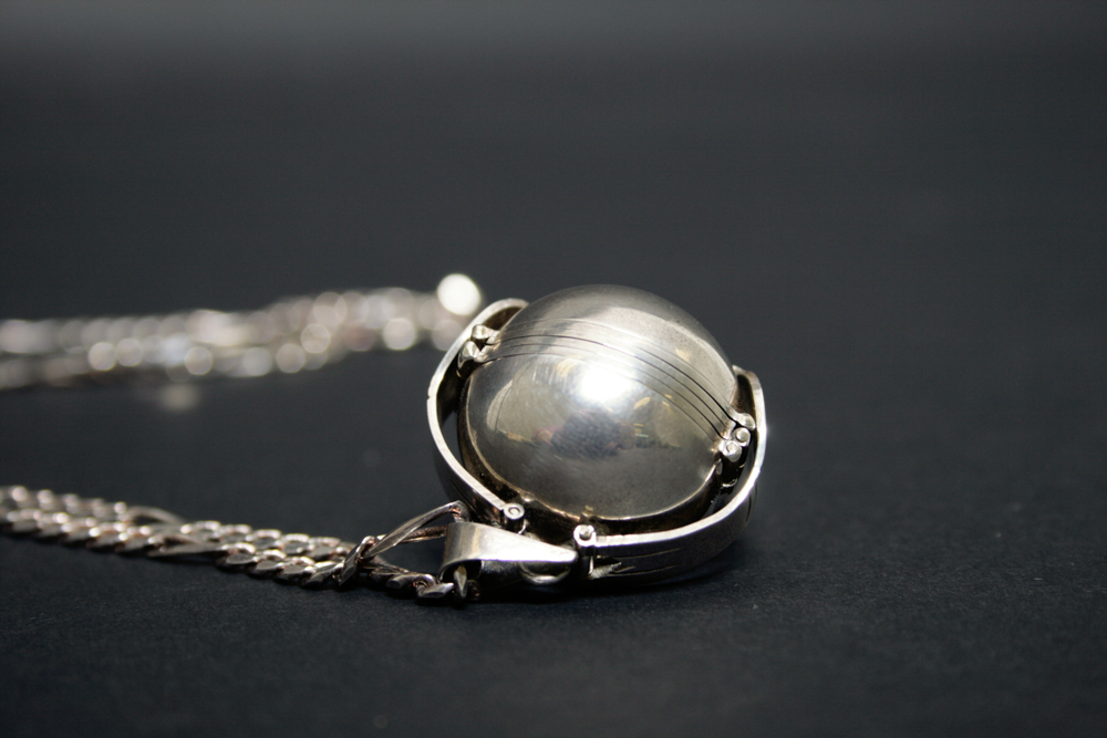 Mexican Sterling Six Photo Orb Locket and Chain