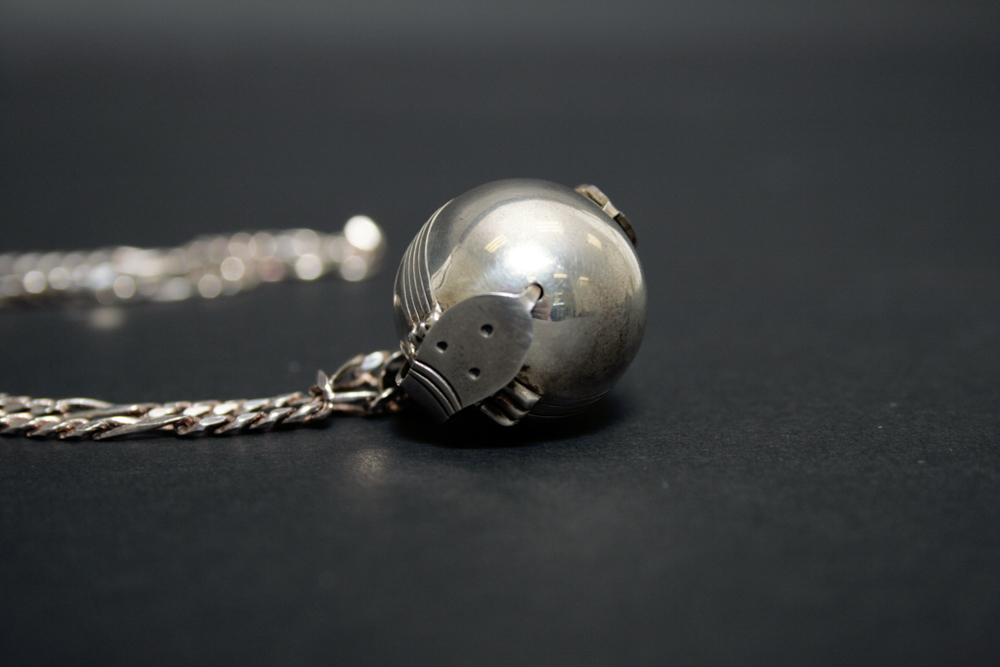 Mexican Sterling Six Photo Orb Locket and Chain