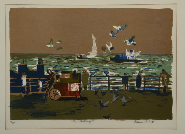 Edwin Cadell Color Lithograph "The Battery"