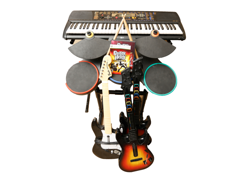 Guitar Hero Drum Set, Guitars, and More