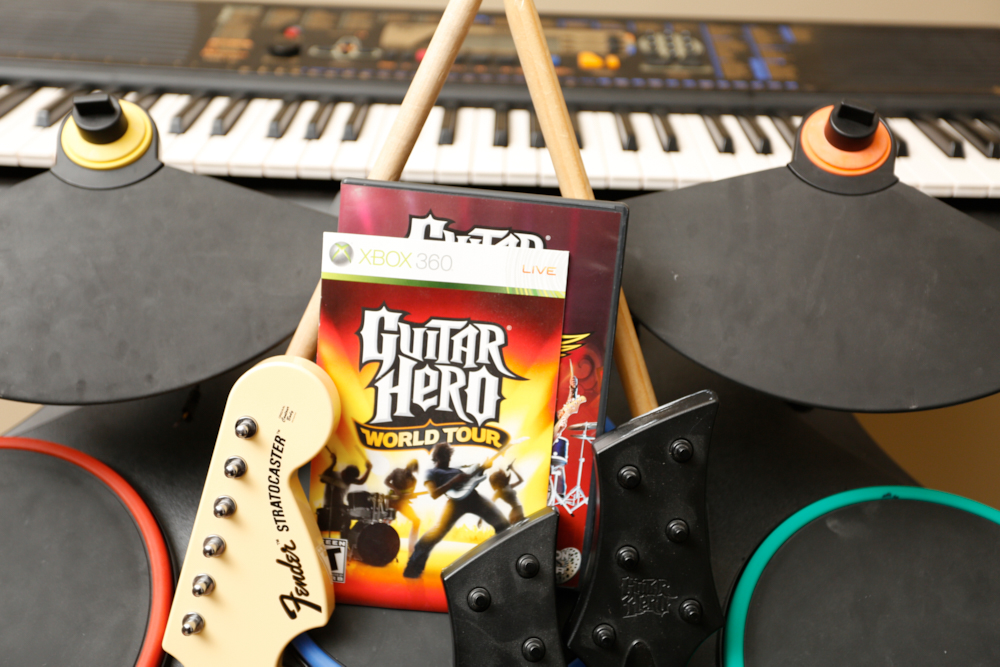 Guitar Hero Drum Set, Guitars, and More
