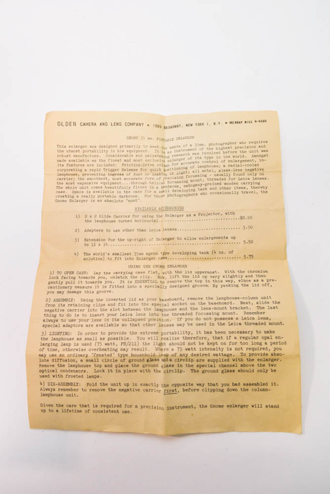 Vintage "Gnome" 35mm Portable Photograph Enlarger