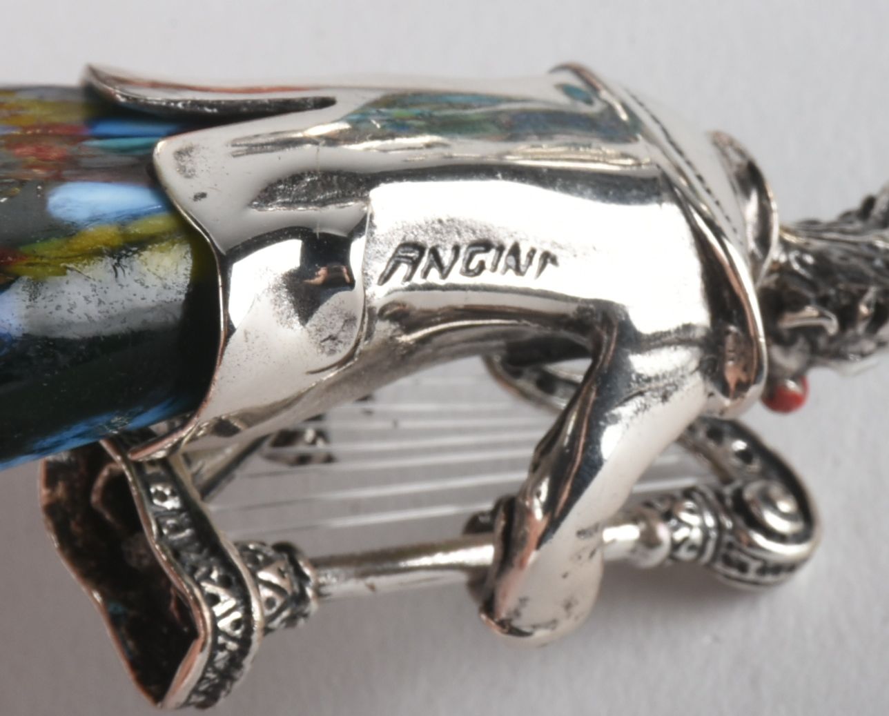 Vittorio Angini Sterling Silver and Murano Glass Clown Band Figurines