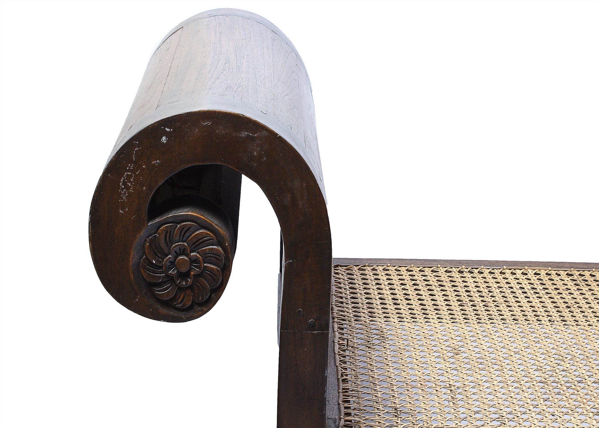 Wood Bench with Scrolled Arms