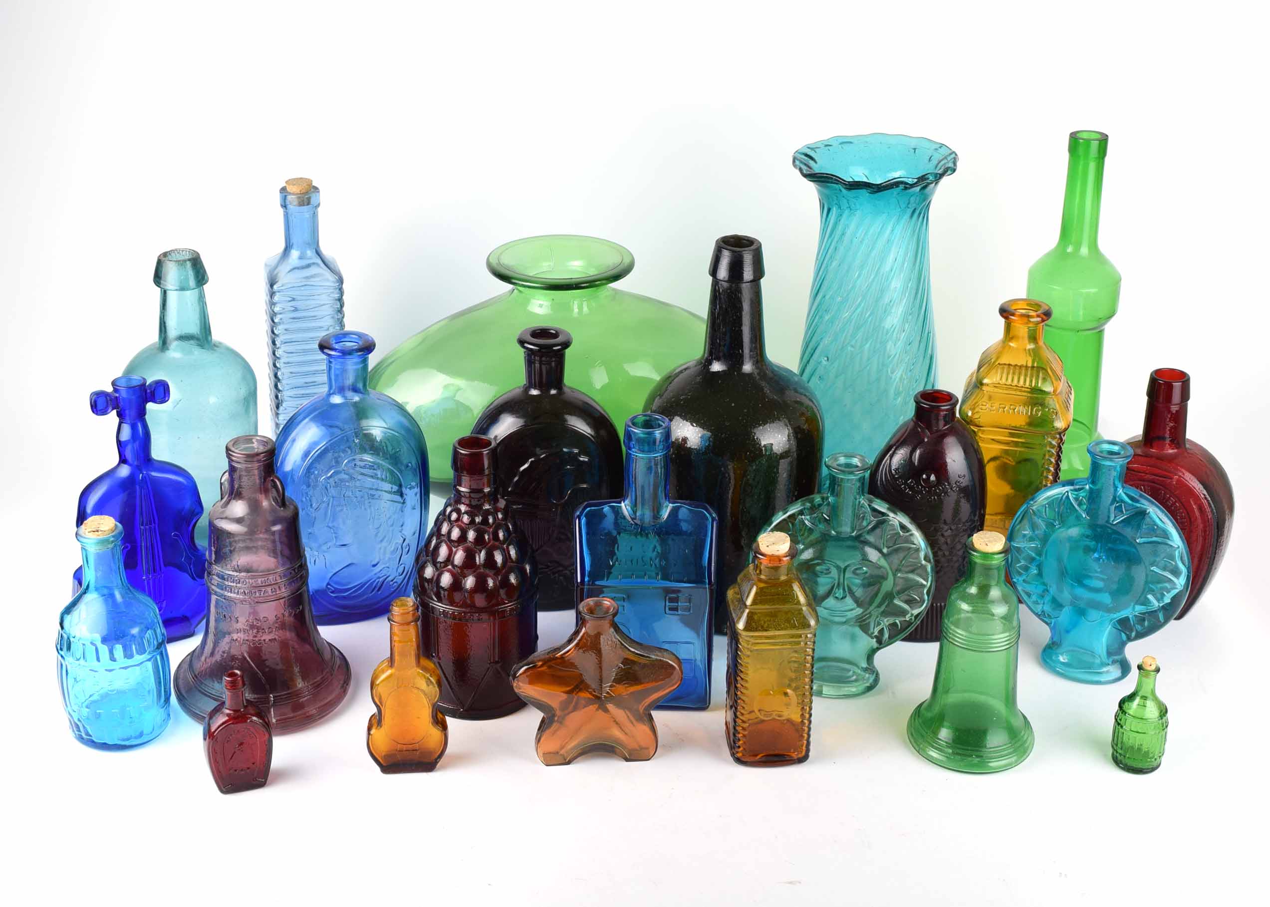 Colored Glass Bottle and Vase Collection
