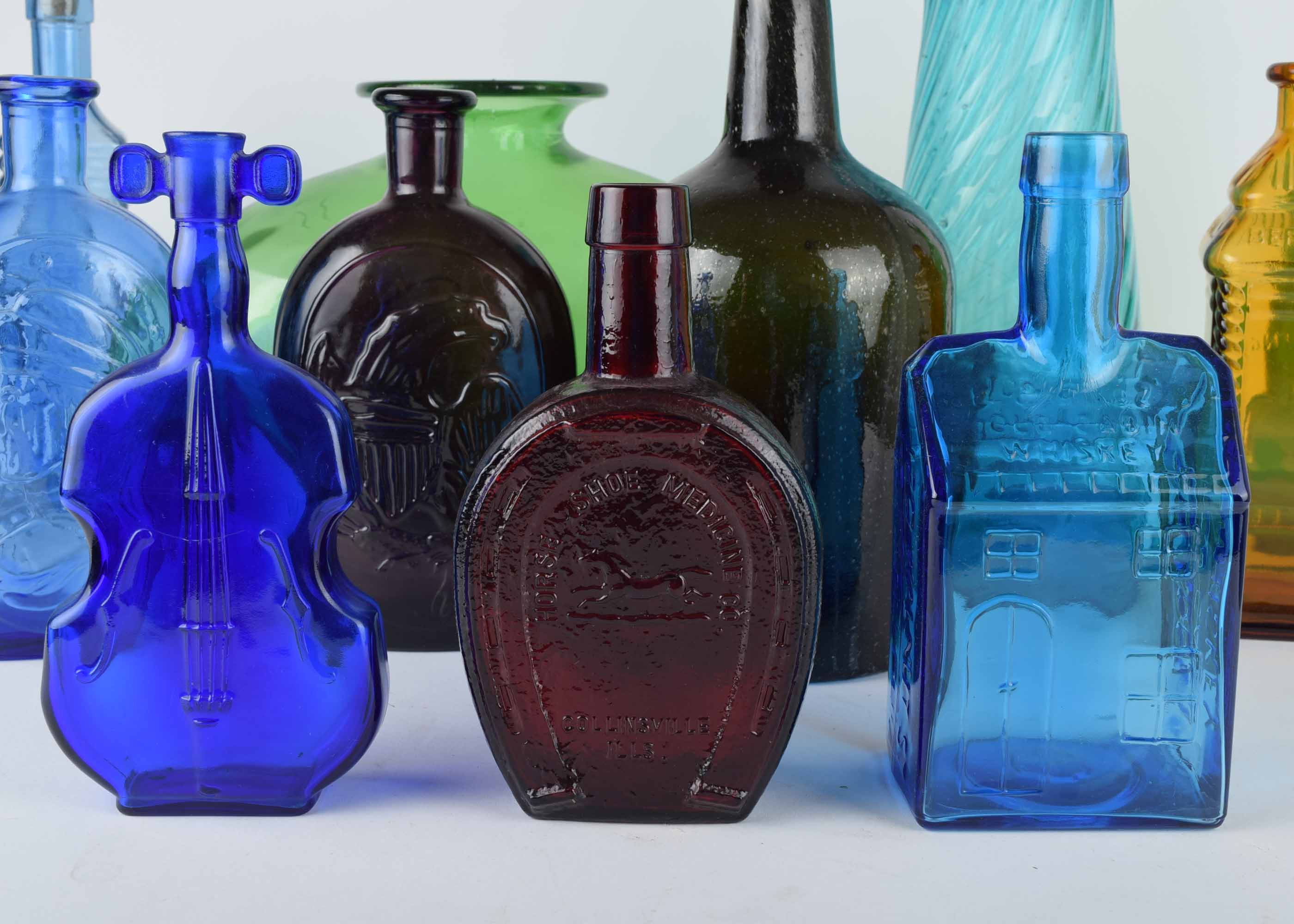 Colored Glass Bottle and Vase Collection
