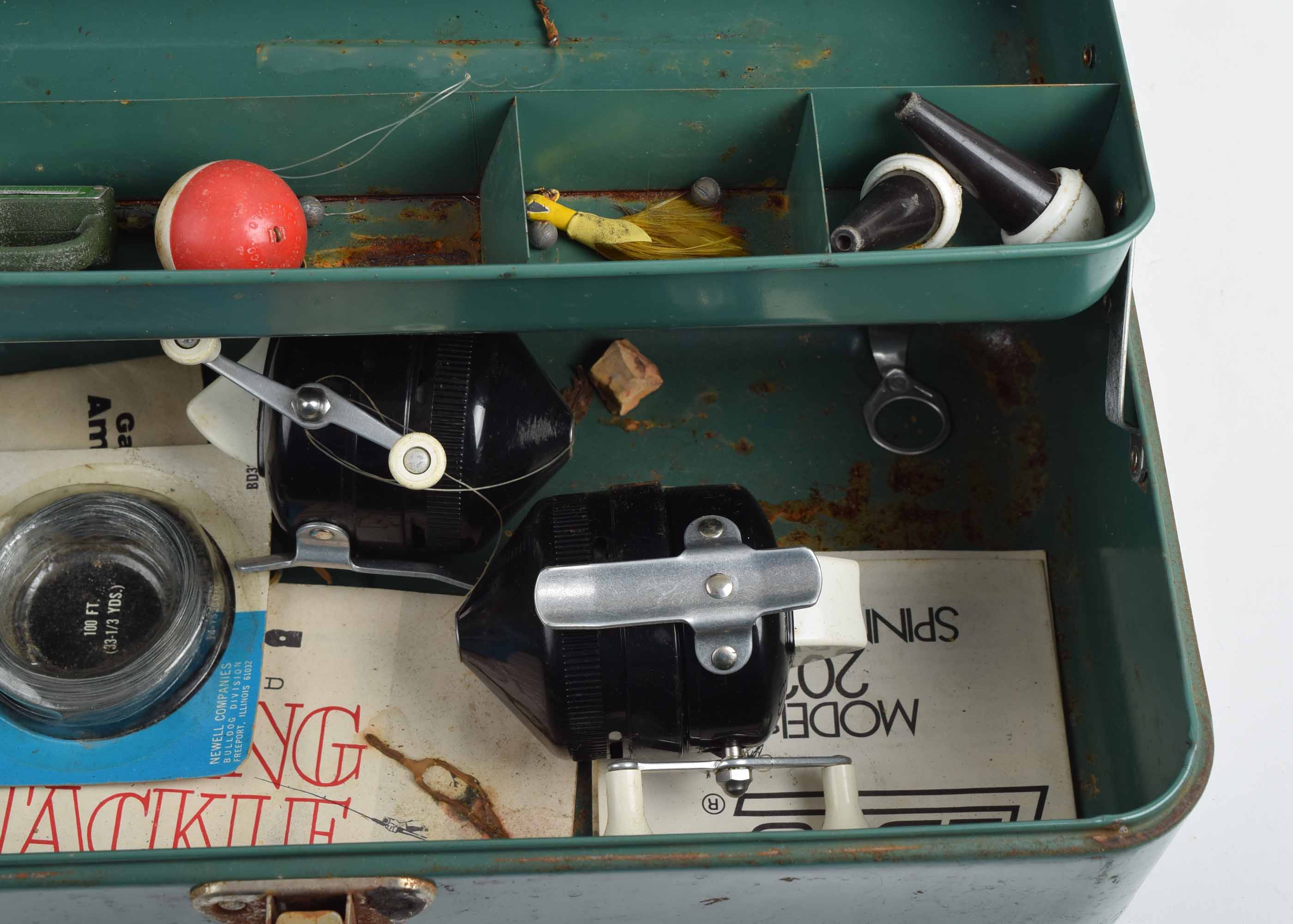 Vintage Fisherman's Tackle Box and Vintage Lures