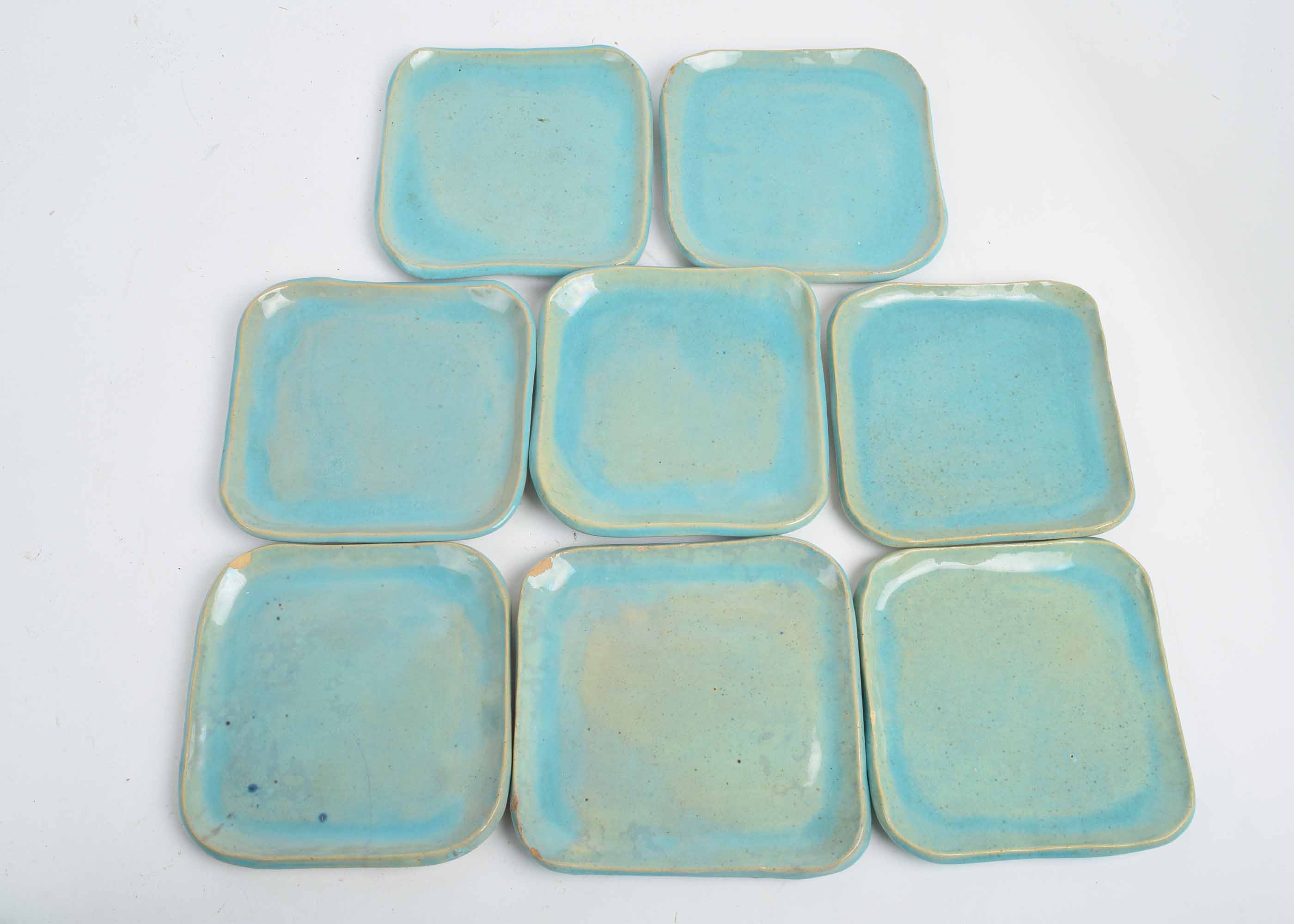 Handmade Aqua Colored Pottery Dishware