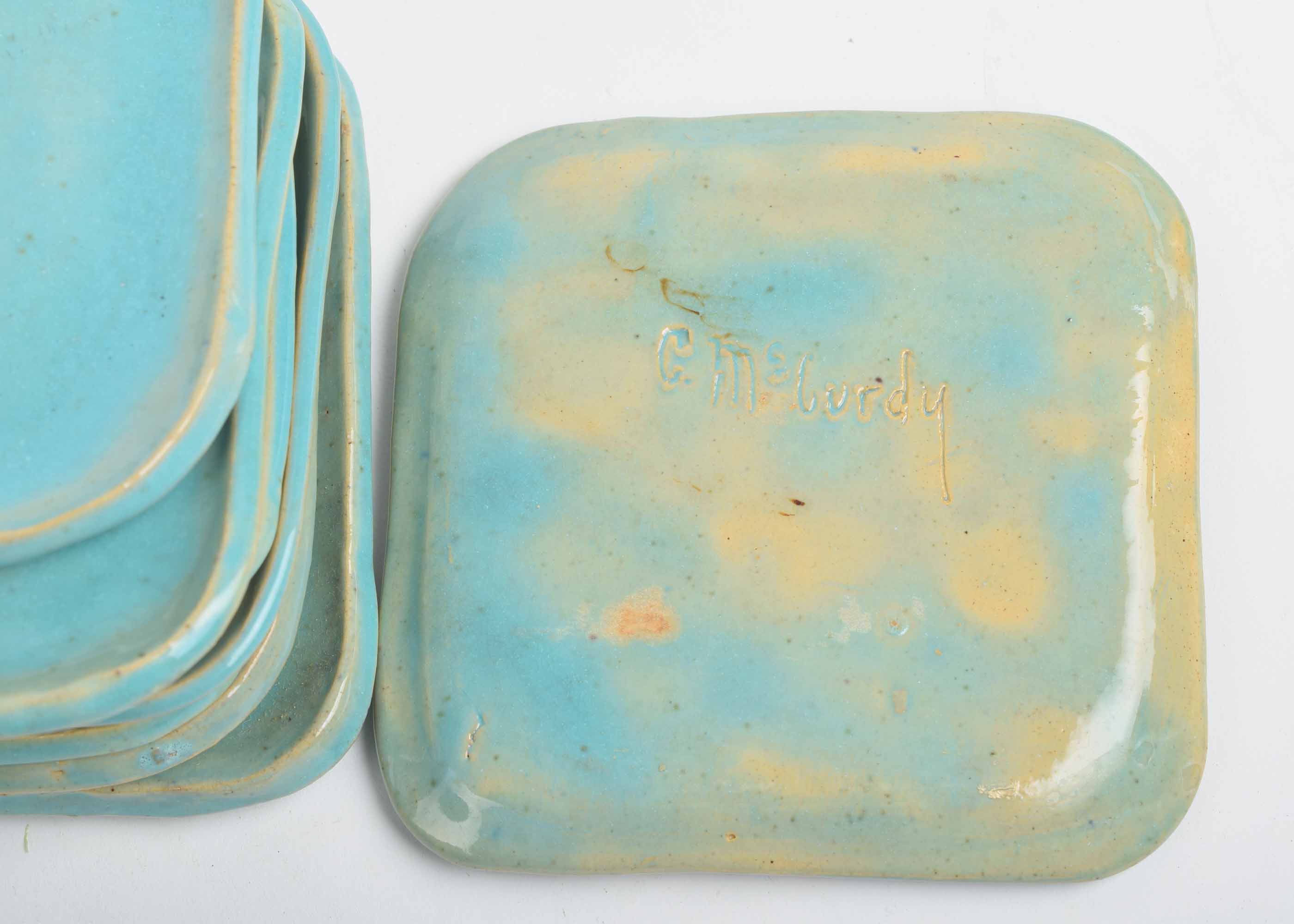 Handmade Aqua Colored Pottery Dishware