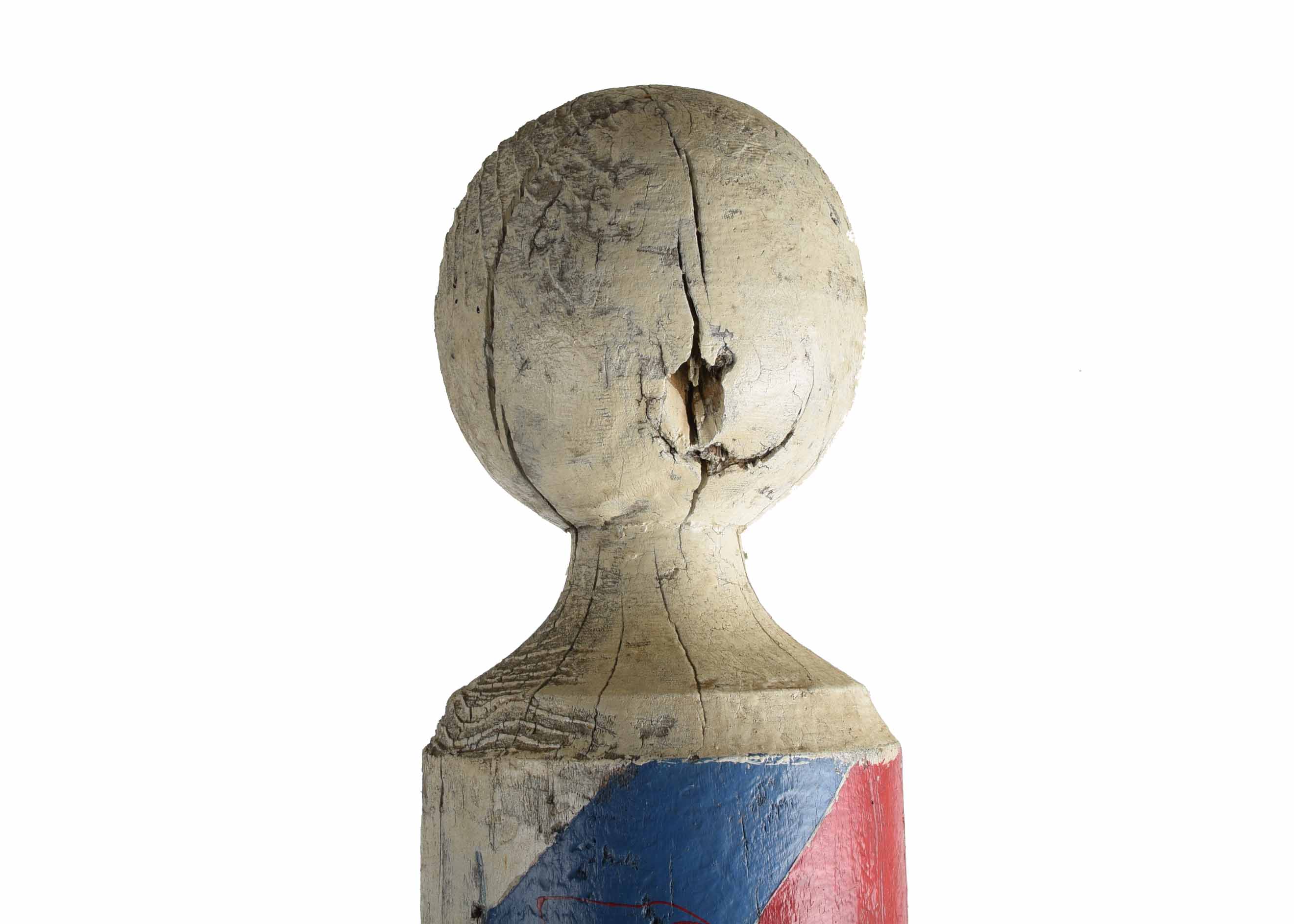 Vintage Hand-Painted Wooden Barber Style Pole