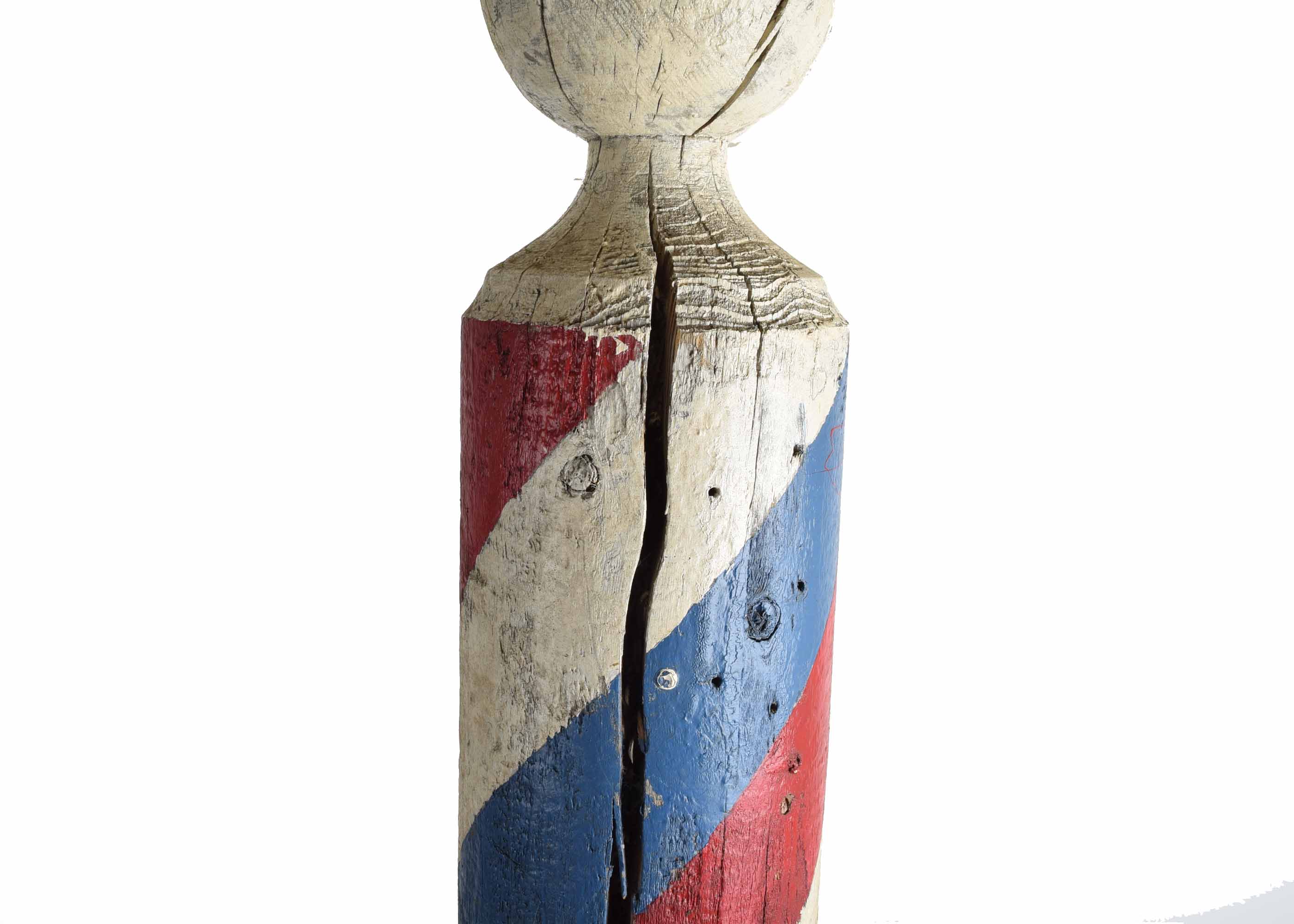 Vintage Hand-Painted Wooden Barber Style Pole