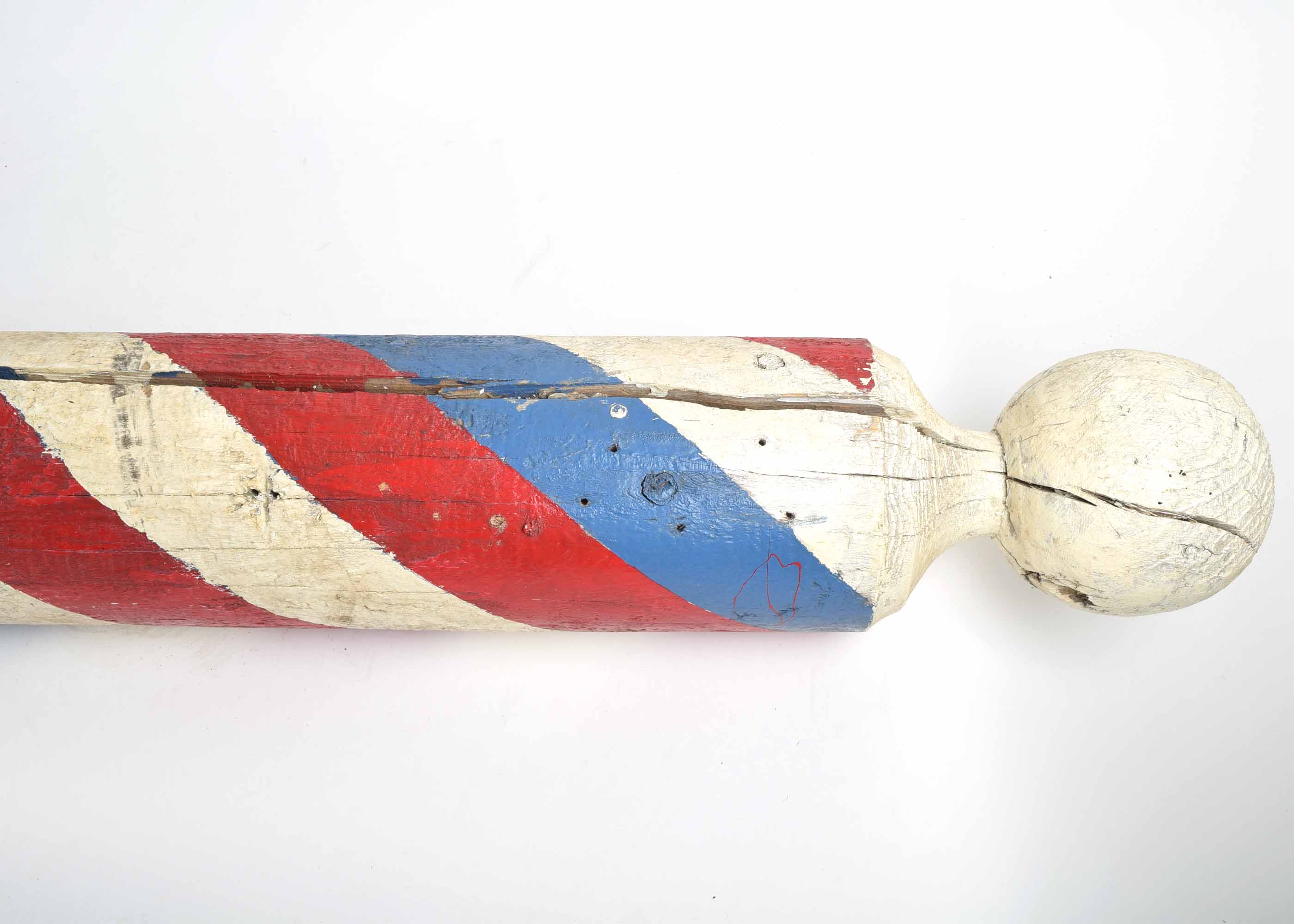 Vintage Hand-Painted Wooden Barber Style Pole