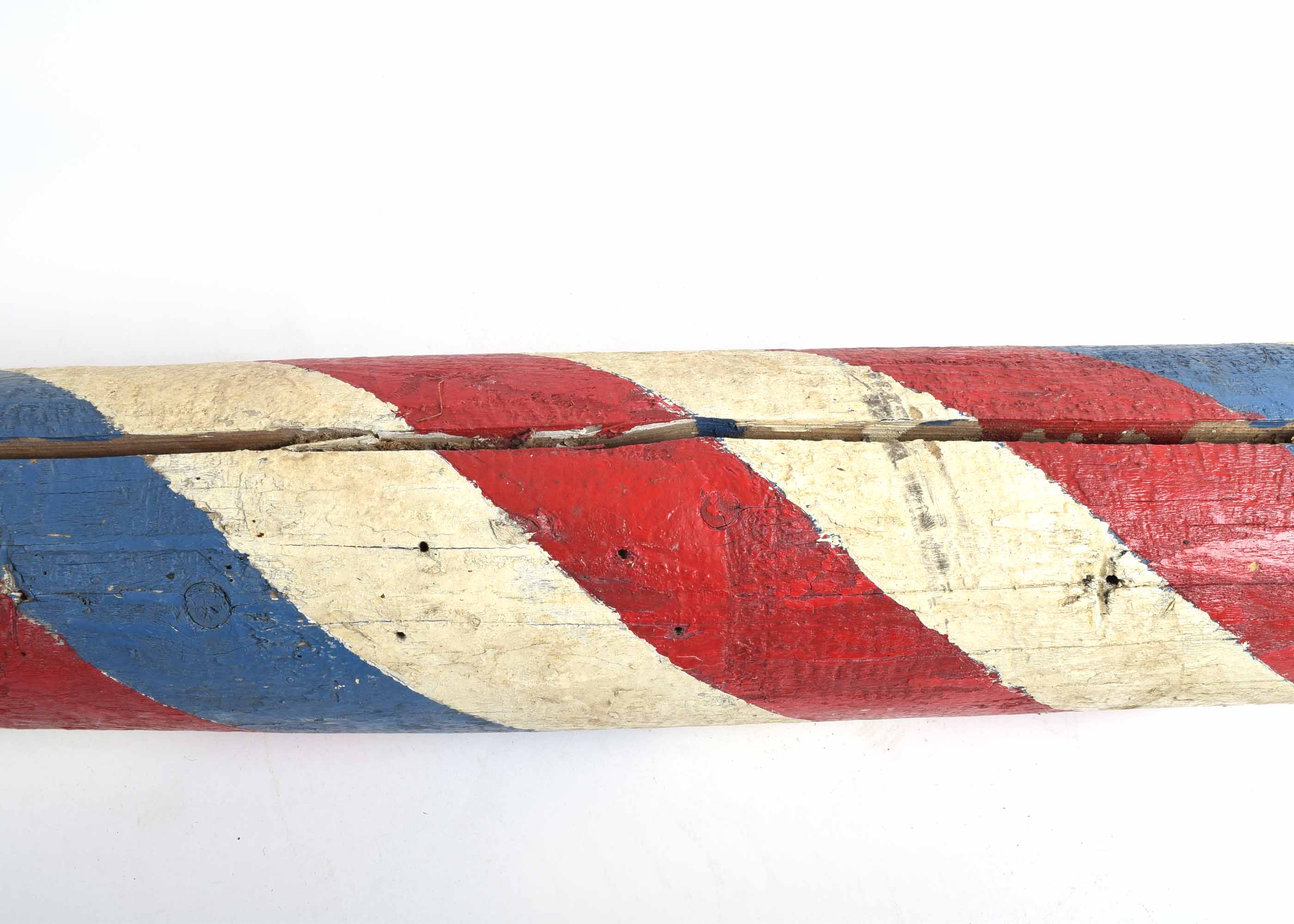 Vintage Hand-Painted Wooden Barber Style Pole