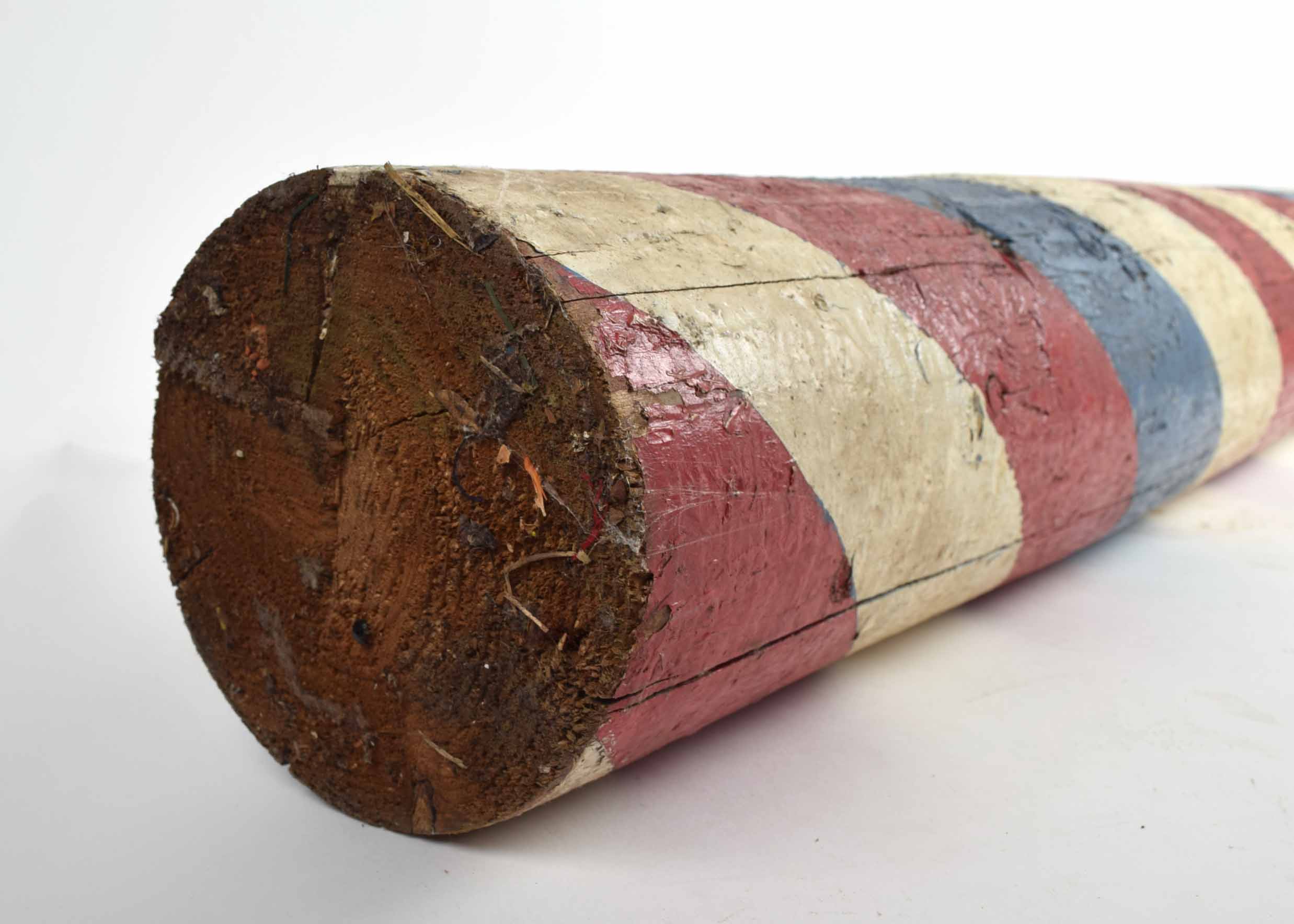 Vintage Hand-Painted Wooden Barber Style Pole