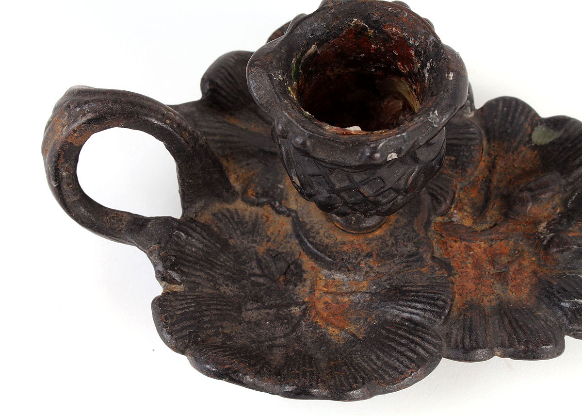 Vintage Cast Iron Cornbread Pan and Cast Iron Chamberstick