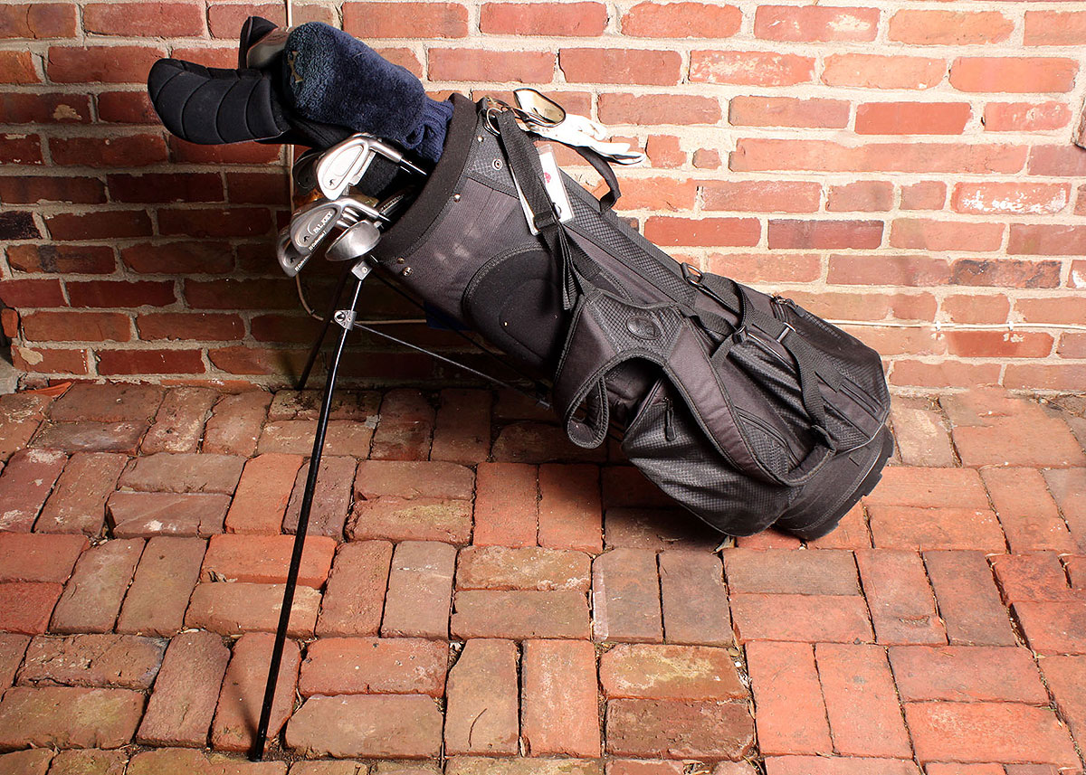 Black Golf Bag with Clubs Set